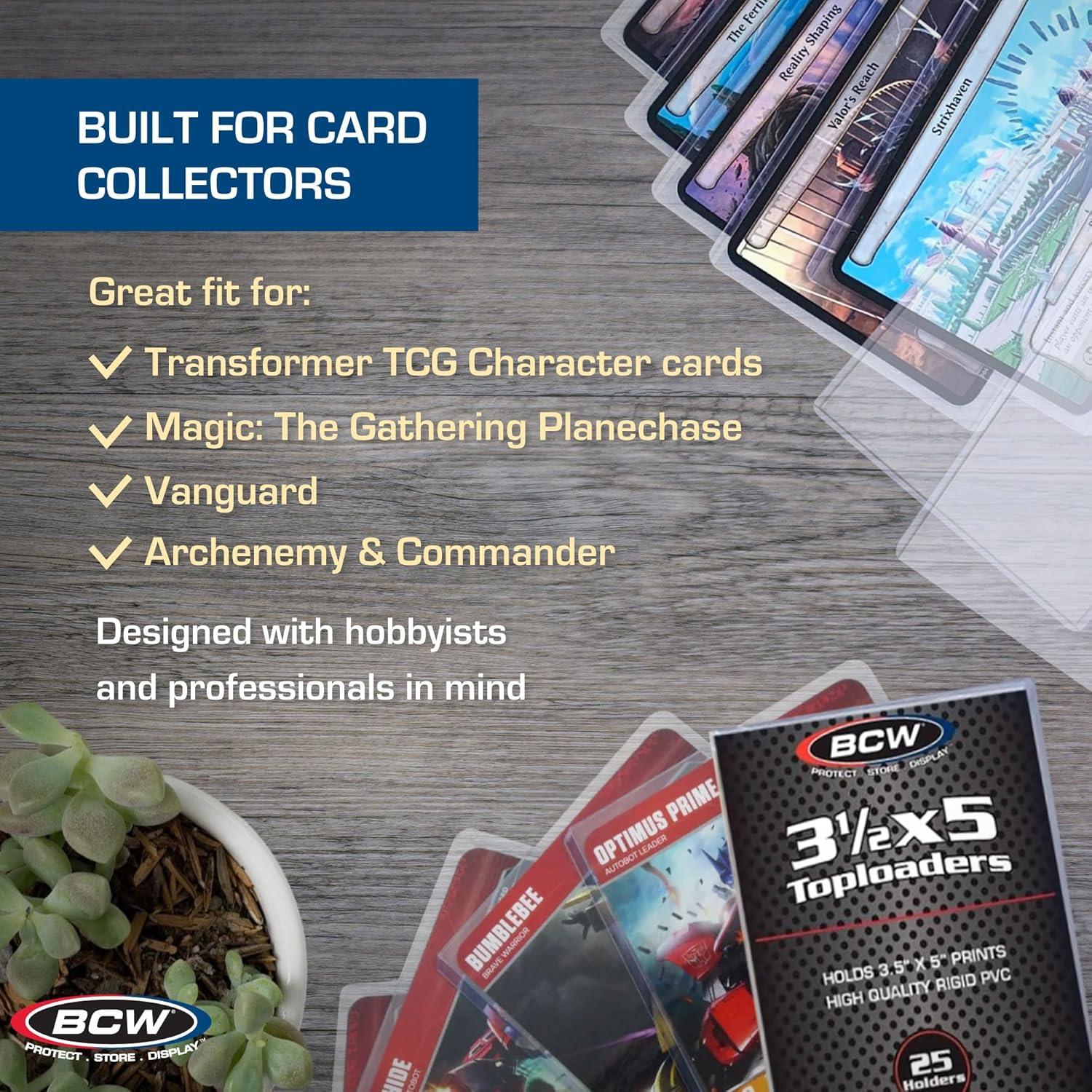 image:imageBCW 35x5 Topload Holder 100 Pack Premium Rigid Plastic Protector Case for Trading Cards Index Cards and Photos for Transformer TCG Magic The Gathering and More