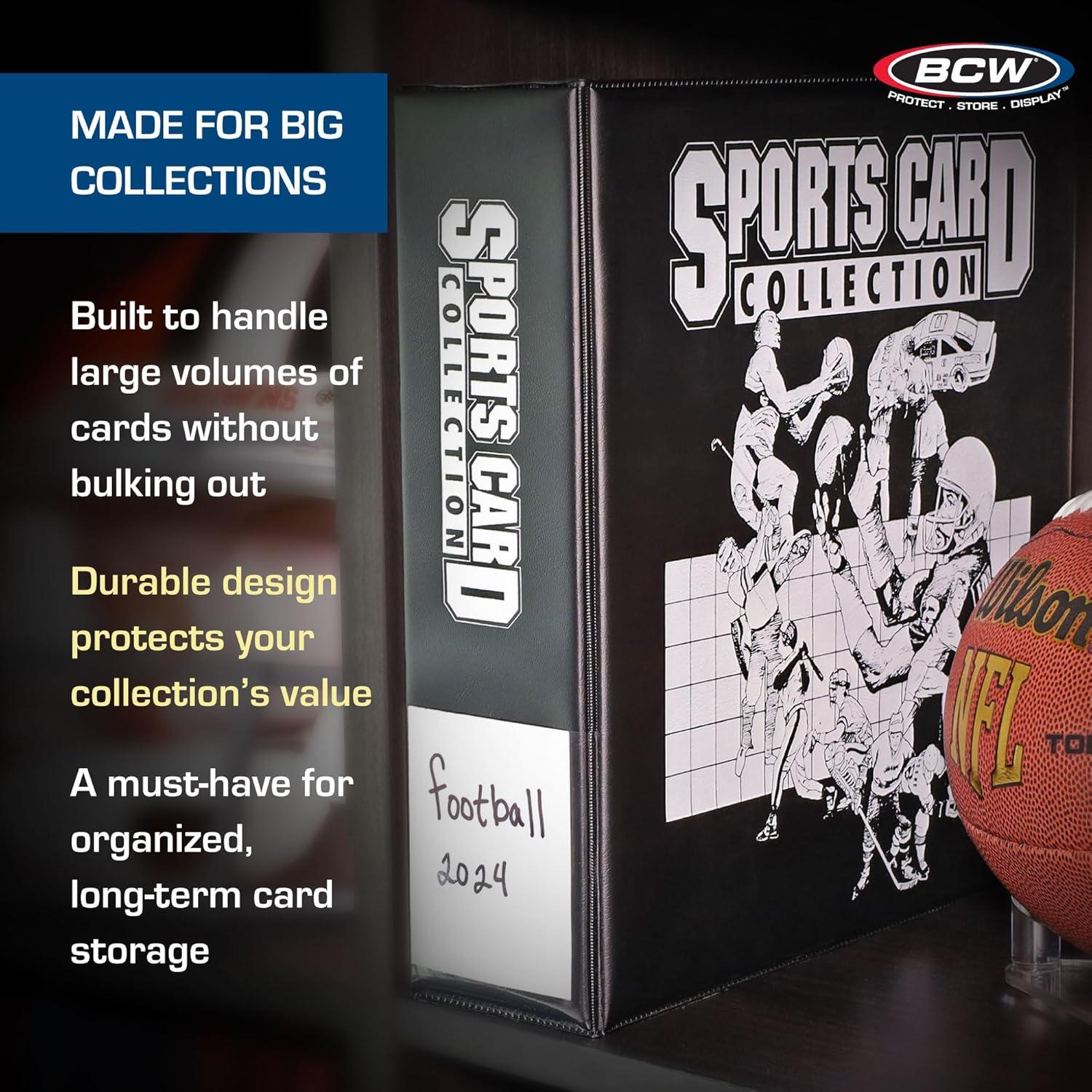 image:imageBCW 3Inch Sports Card Album Binder Durable Black DRing Card Binder Holds 90 Protective Pages Compatible with other Collectible Cards Ideal Sports Card Collection Storage Solution