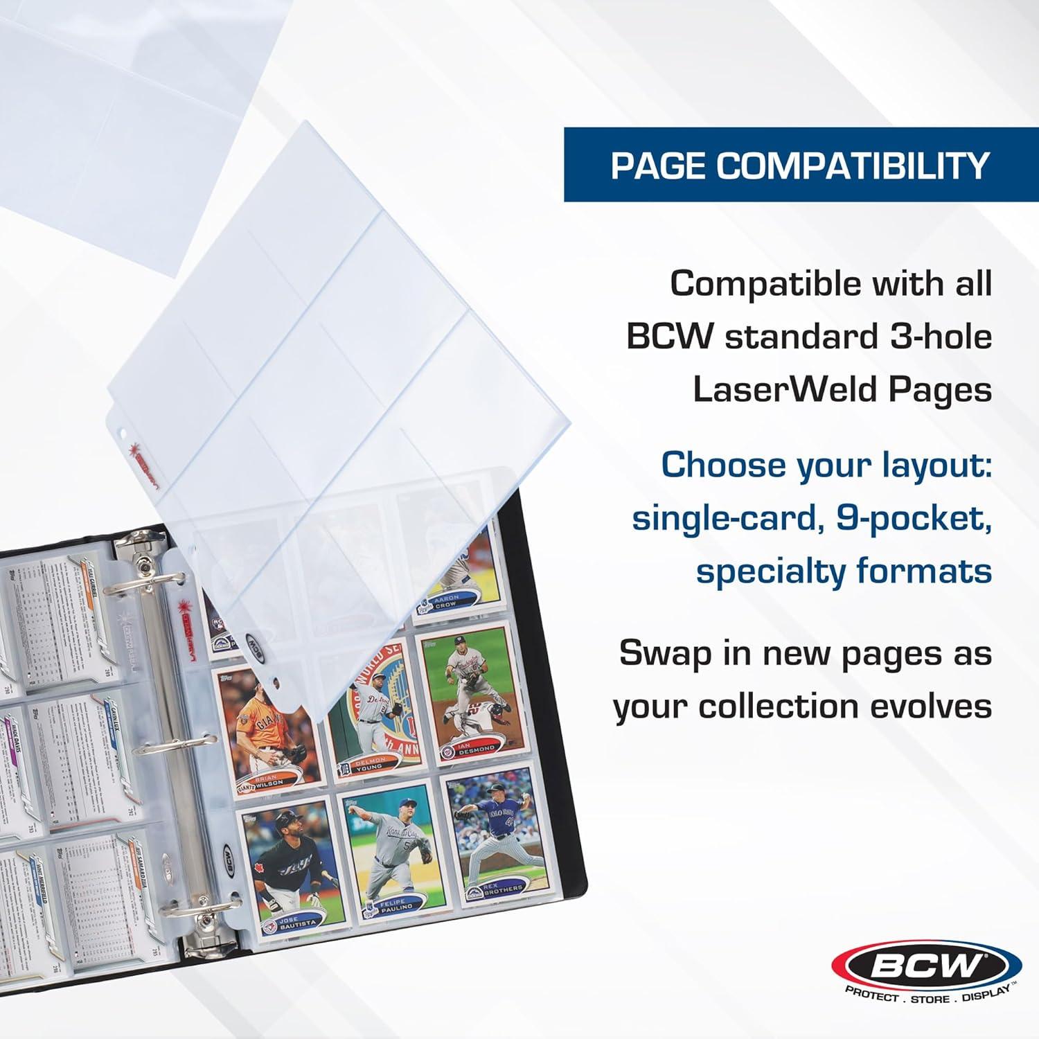 image:imageBCW 3Inch Sports Card Album Binder Durable Black DRing Card Binder Holds 90 Protective Pages Compatible with other Collectible Cards Ideal Sports Card Collection Storage Solution