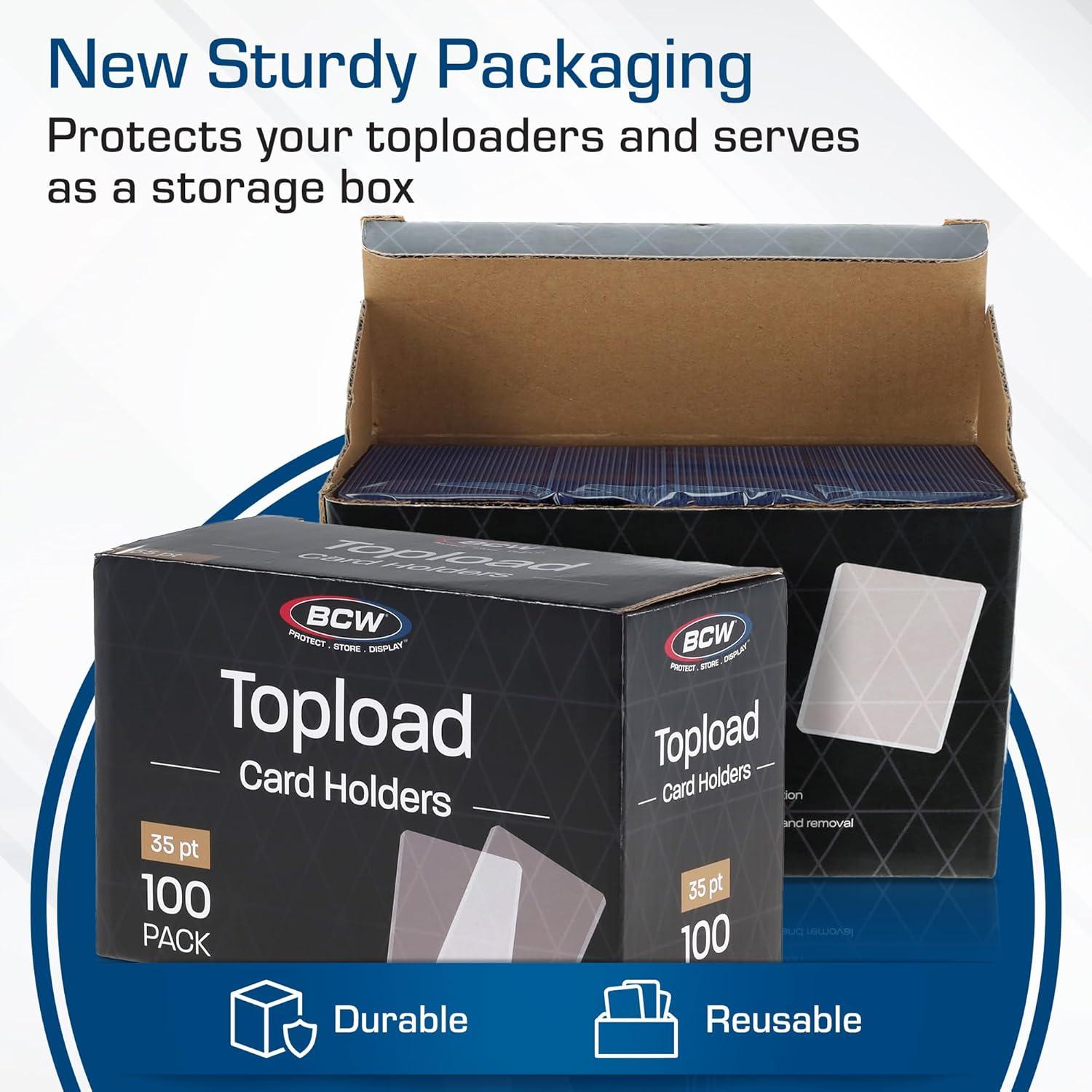 image:imageBCW 3x4 Standard Topload Card Holders 500 Pack Top Loaders for Cards Rigid Card Protector Fits Standard Size Cards Up to 20pt