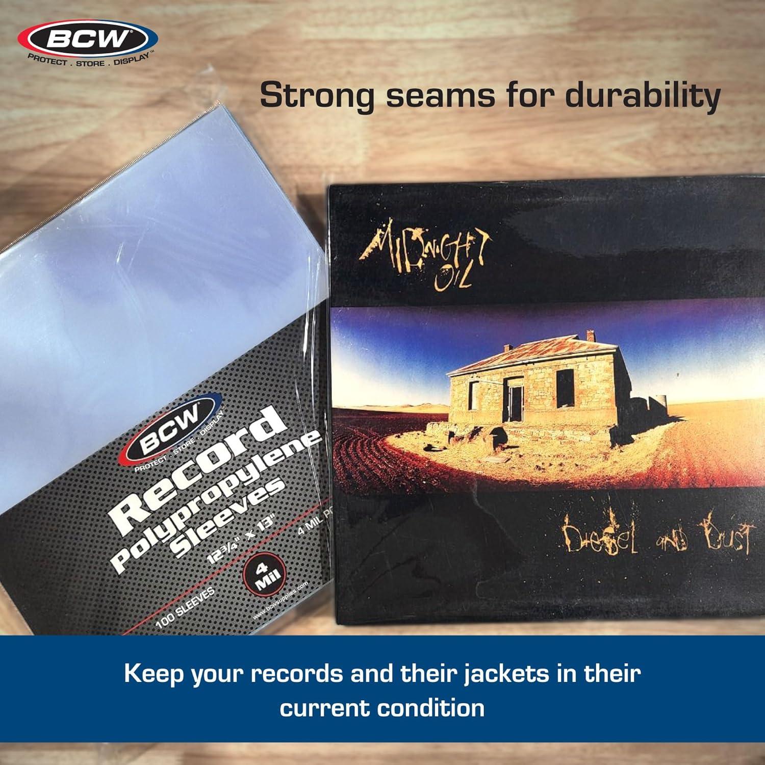 image:imageBCW 4 Mil Record Sleeves 12 Inch 100 ct Clear Polypropylene Vinyl Album Protectors for 33 13 RPM Archival Quality AcidFree Premium Outer Sleeves for Storage of Your Vinyl Collection