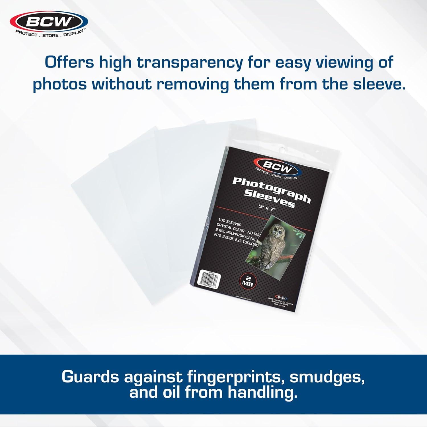 image:imageBCW 5x7 Photo Sleeves 300 ct Acid Free No PVC Soft Clear Plastic Photo Sleeves Archival Quality Fits 5x7 Photos amp BCW 5x7 Toploaders