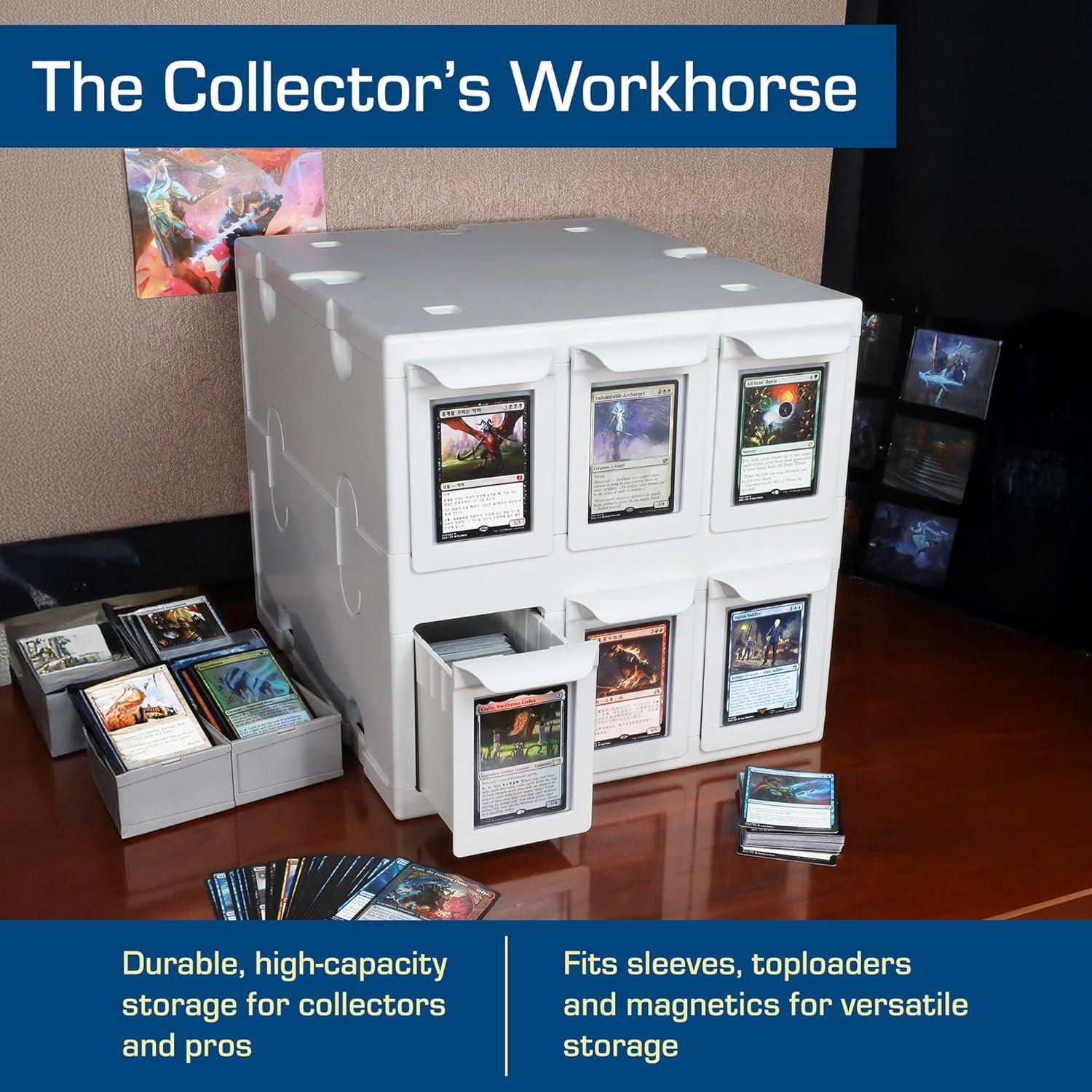 image:imageBCW 6 Drawer Card Catalog White Stackable Trading Card Organizer Box Holds Sports Cards Gaming Cards Toploaders amp Magnetics HeavyDuty Plastic Storage with DividersWhite