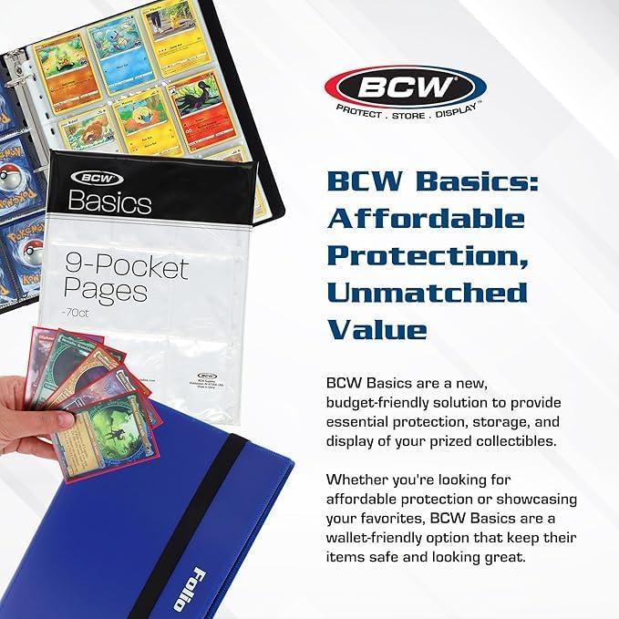 image:imageBCW Basics Folio 9Pocket Card Album Black Archival Safe SideLoading Binder Premium Storage Solution for Trading Cards Sports Cards and More 360Card CapacityBlack