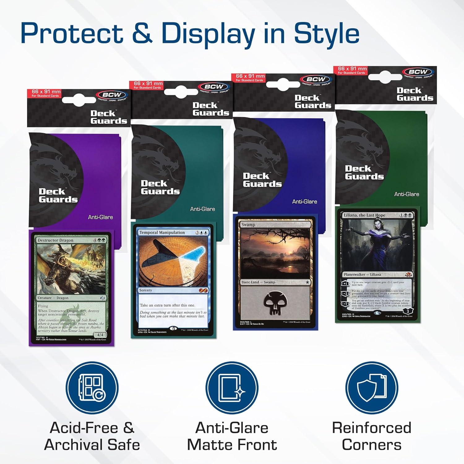 image:imageBCW Deck Guard Double Matte Green Card Sleeves AcidFree ArchivalSafe No PVC AntiGlare Matte Finish Fits Standard 2 x 3 Game Cards Durable Deck Protector Sleeves 100 CtGreen
