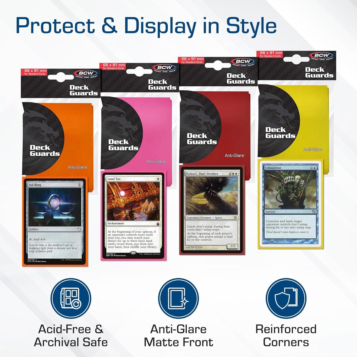 image:imageBCW Deck Guard Double Matte Pink Card Sleeves AcidFree ArchivalSafe No PVC AntiGlare Matte Finish Fits Standard 2 x 3 Game Cards Durable Deck Protector Sleeves 100 CtOrange