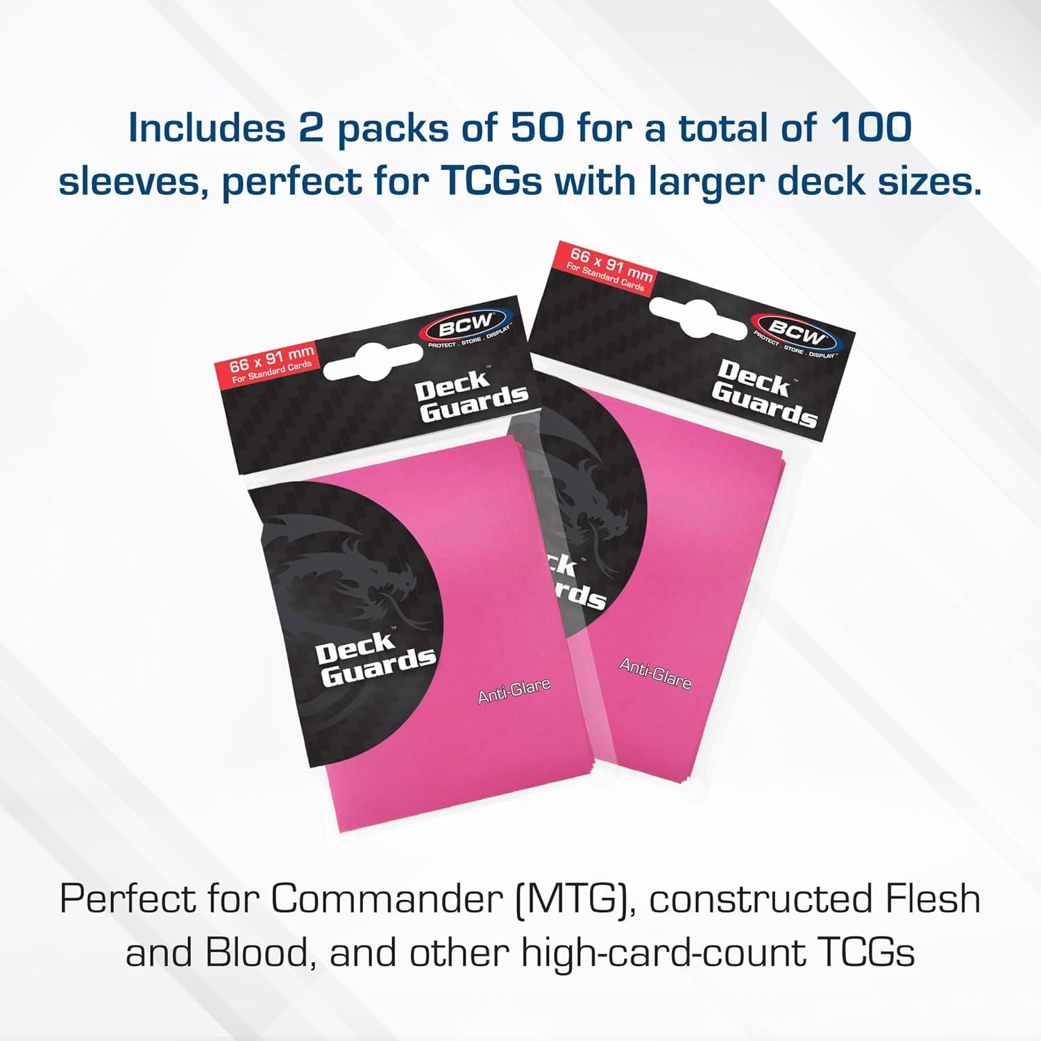 image:imageBCW Deck Guard Double Matte Pink Card Sleeves AcidFree ArchivalSafe No PVC AntiGlare Matte Finish Fits Standard 2 x 3 Game Cards Durable Deck Protector Sleeves 100 Ct
