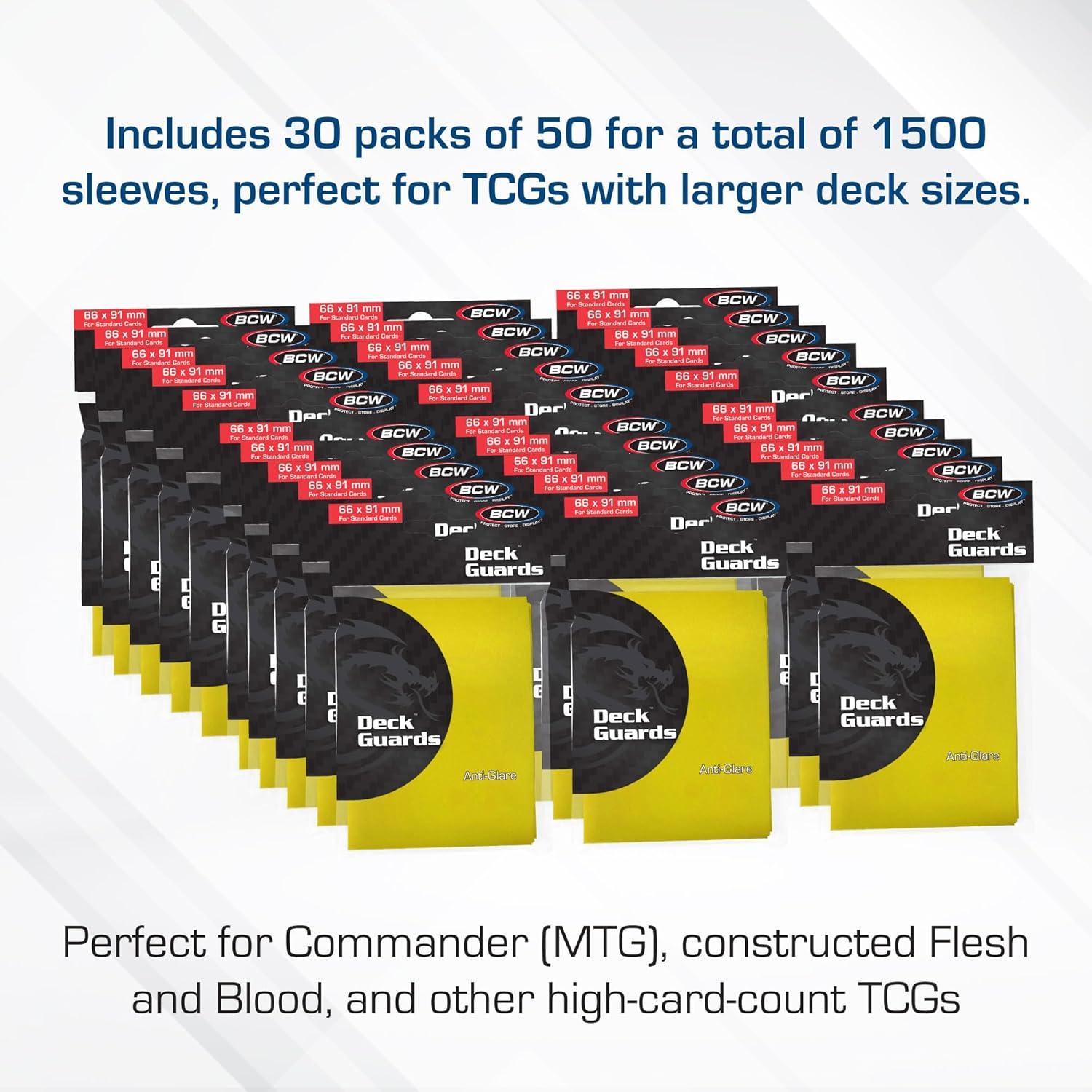 image:imageBCW Deck Guard Double Matte Yellow Card Sleeves AcidFree ArchivalSafe No PVC AntiGlare Matte Finish Fits Standard 2 x 3 Game Cards Durable Deck Protector Sleeves 1500 Ct