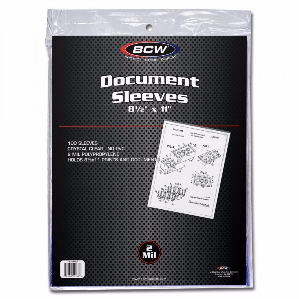 image:imageBCW Document Sleeves 85 x 11 AcidFree Archival Quality Clear Plastic Paper Sleeves Compatible with BCW 85x11 Toploader Protect Documents Photos Art and More Crystal Clear Safe Storage