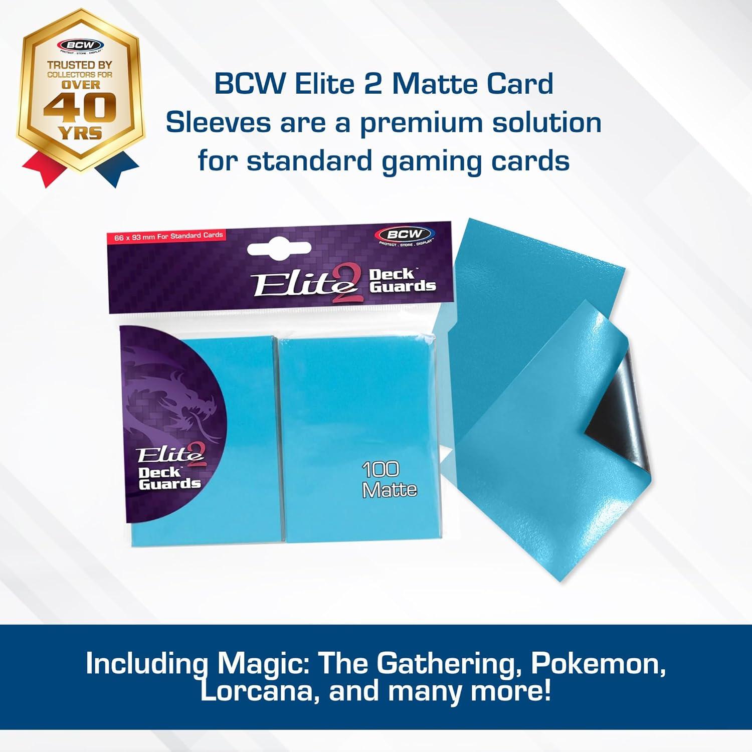 image:imageBCW Elite2 Matte Card Sleeves Mulberry AntiGlare Front Textured Back Fits Standard 25 x 35 Cards 100 PackAzure