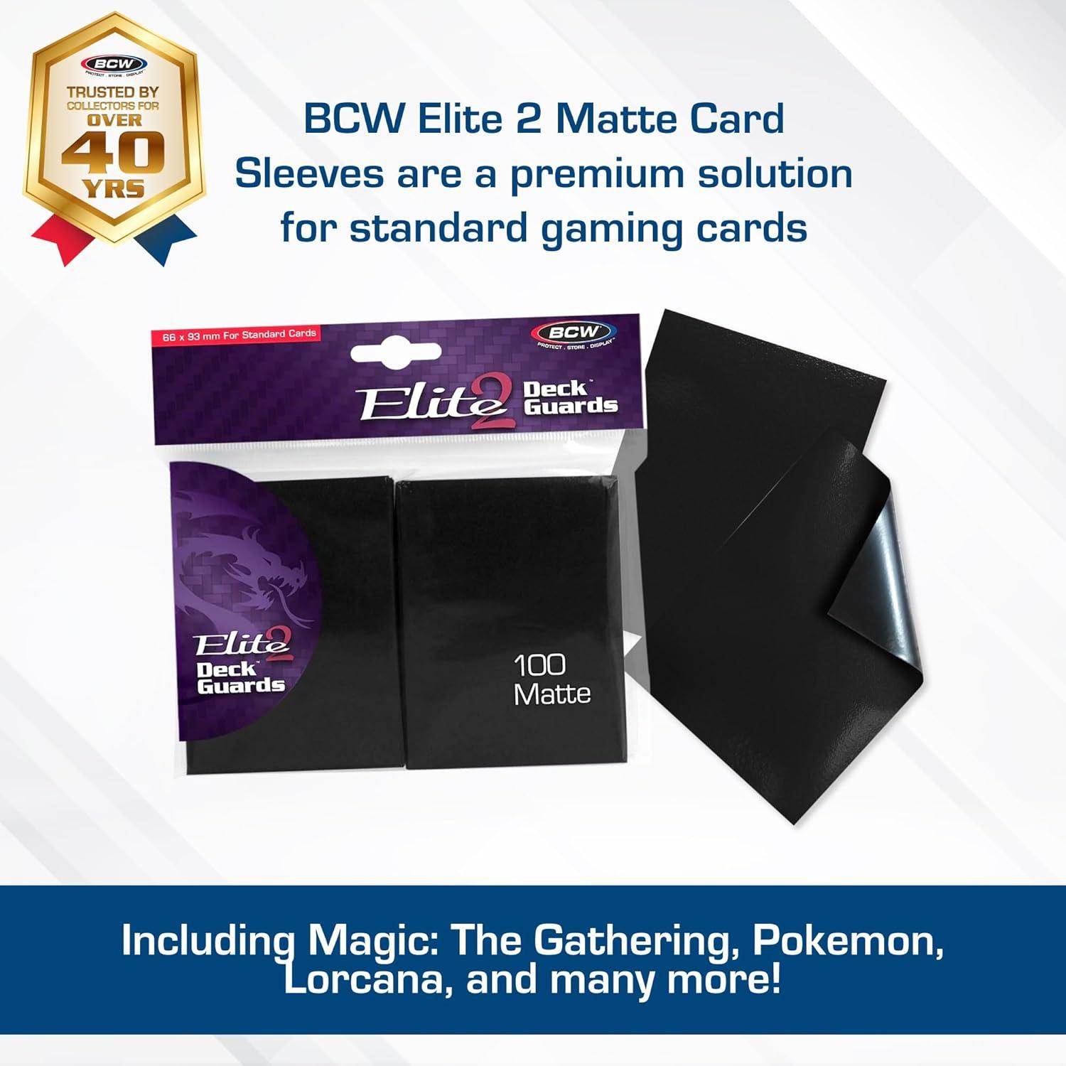 image:imageBCW Elite2 Matte Card Sleeves Mulberry AntiGlare Front Textured Back Fits Standard 25 x 35 Cards 100 PackBlack
