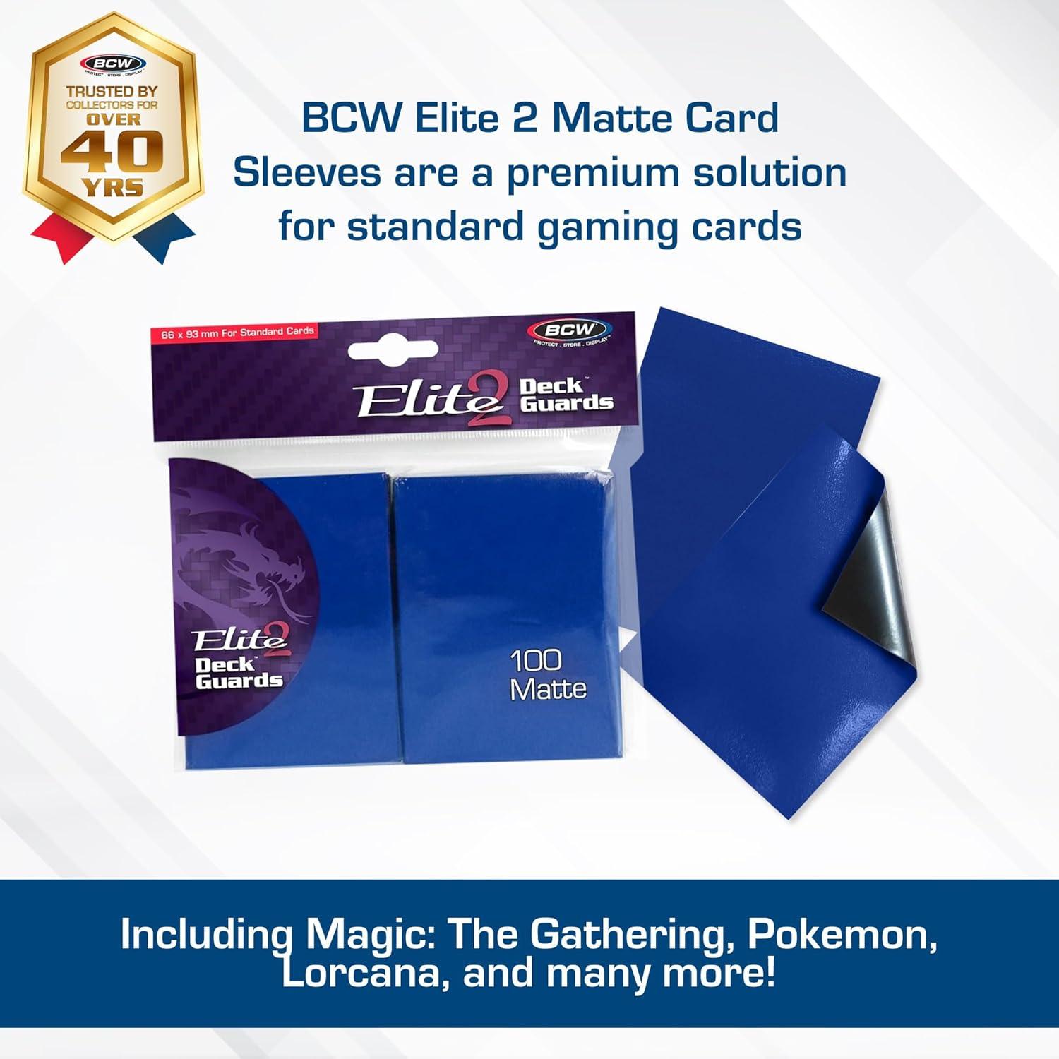 image:imageBCW Elite2 Matte Card Sleeves Mulberry AntiGlare Front Textured Back Fits Standard 25 x 35 Cards 100 PackBlue