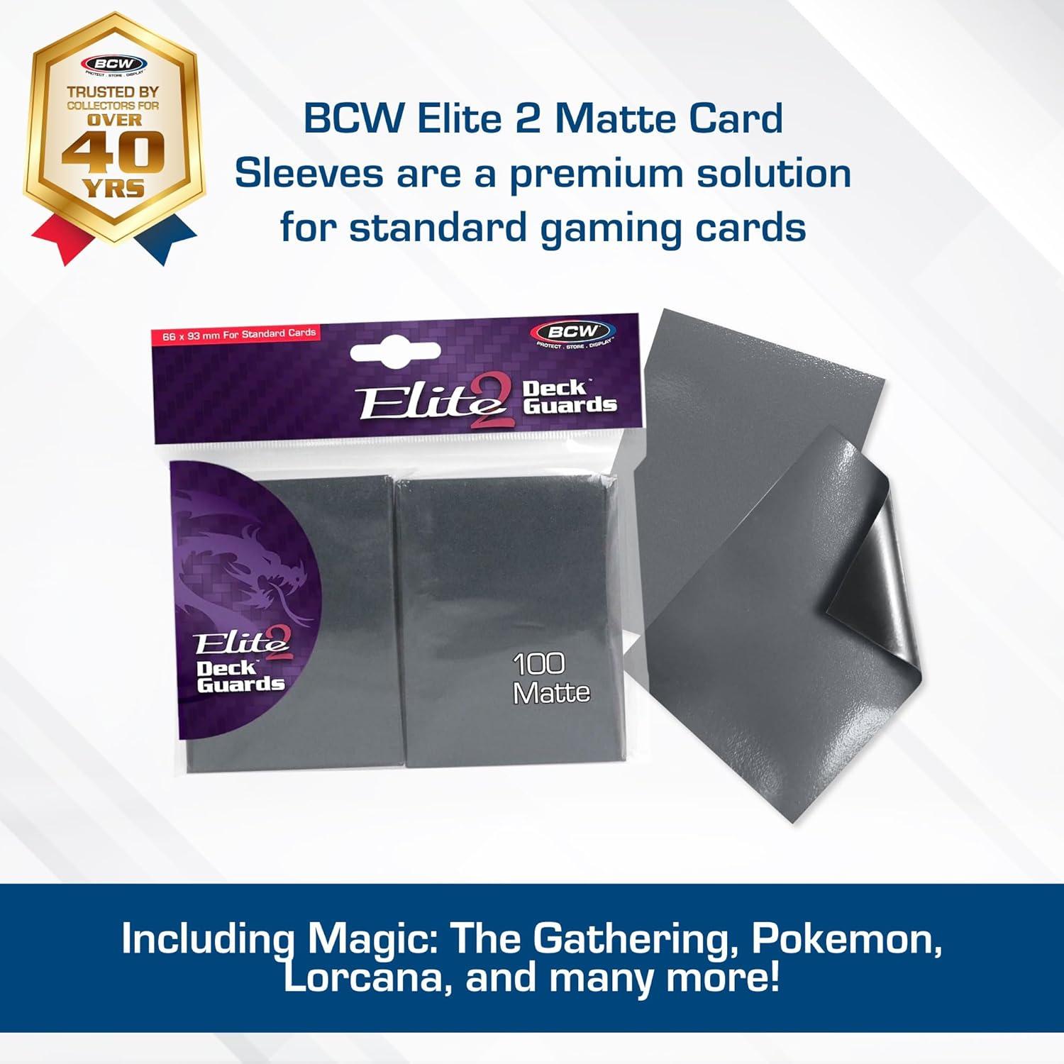 image:imageBCW Elite2 Matte Card Sleeves Mulberry AntiGlare Front Textured Back Fits Standard 25 x 35 Cards 100 PackCool Grey