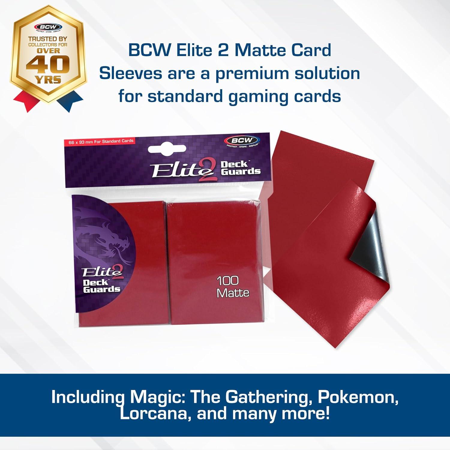 image:imageBCW Elite2 Matte Card Sleeves Mulberry AntiGlare Front Textured Back Fits Standard 25 x 35 Cards 100 PackRed