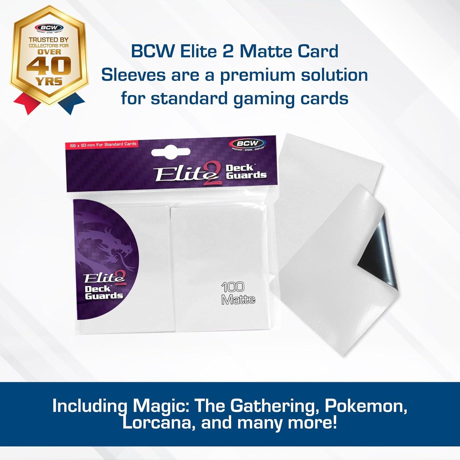 image:imageBCW Elite2 Matte Card Sleeves Mulberry AntiGlare Front Textured Back Fits Standard 25 x 35 Cards 100 PackWhite