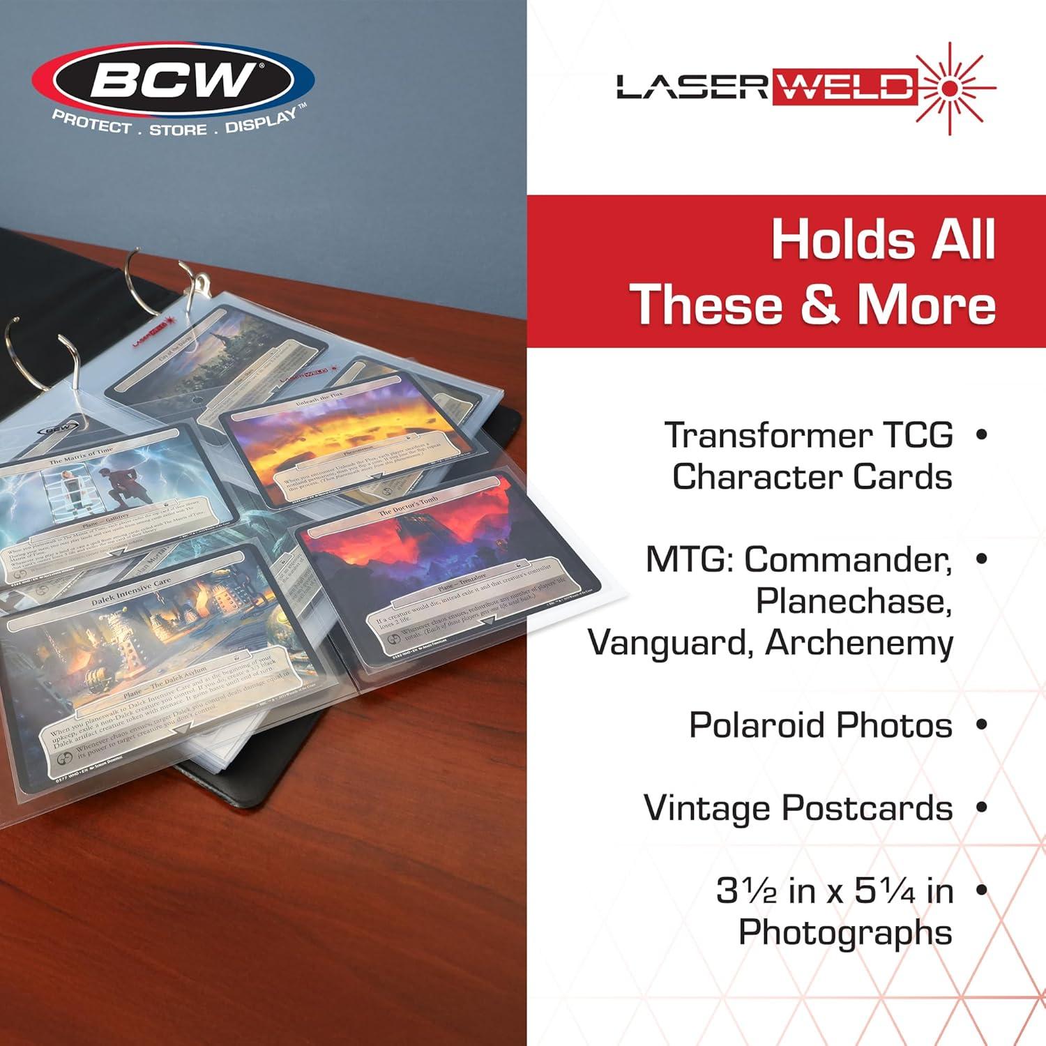 image:imageBCW LaserWeld 4Pocket Page 50 Count Binder Pages Photo Sleeves for 3 Ring Binder 35x525 Cards Polaroids Archival AcidFree100 Pack