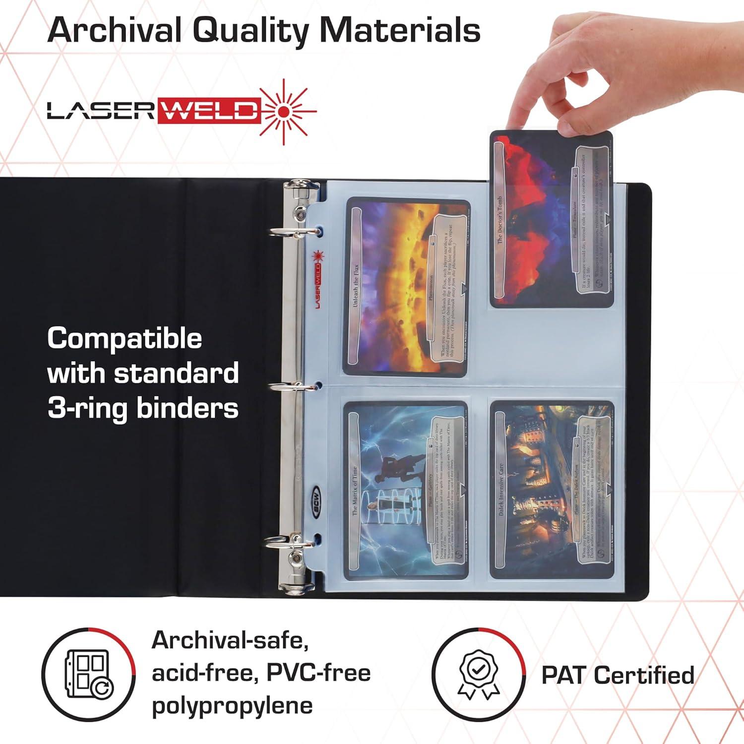 image:imageBCW LaserWeld 4Pocket Page 50 Count Binder Pages Photo Sleeves for 3 Ring Binder 35x525 Cards Polaroids Archival AcidFree100 Pack