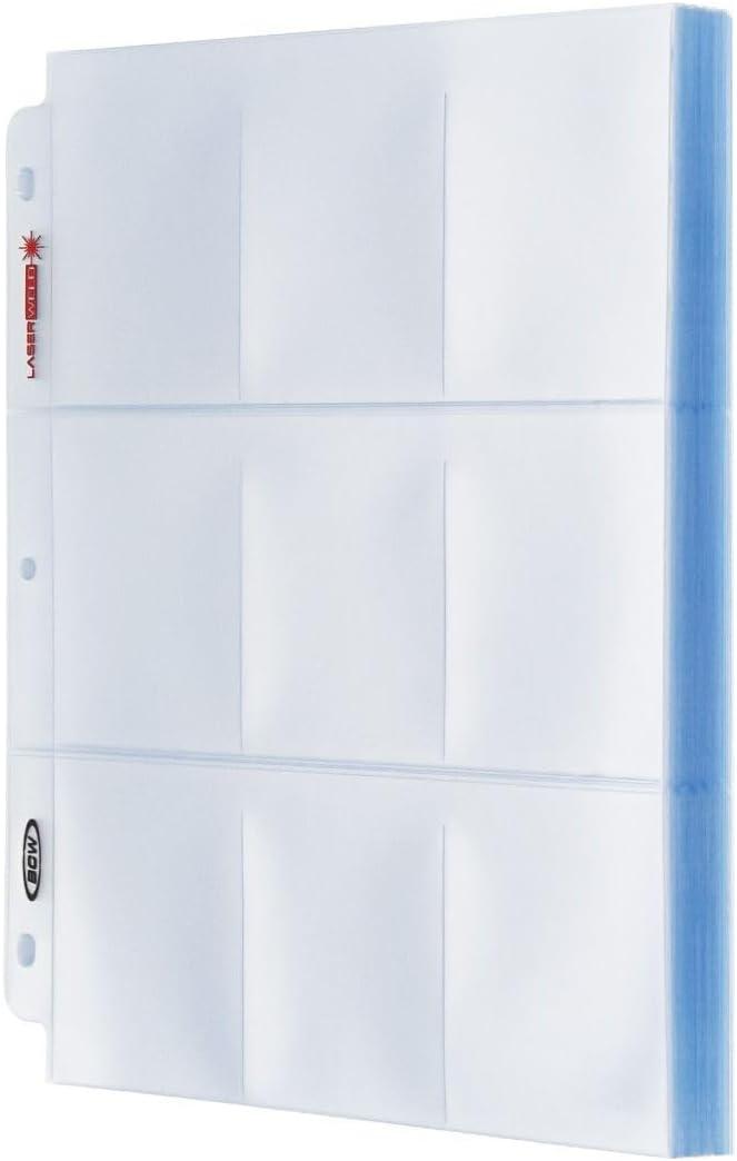 image:imageBCW LaserWeld 9 Pocket Pages 100 Page Pack GlassLike Clear Flat Lay Premium Ultra Flat and Clear Pocket Pages for Cards Trading Card Binder Sleeves for Pokemon MTG Baseball Basketball500 Pack