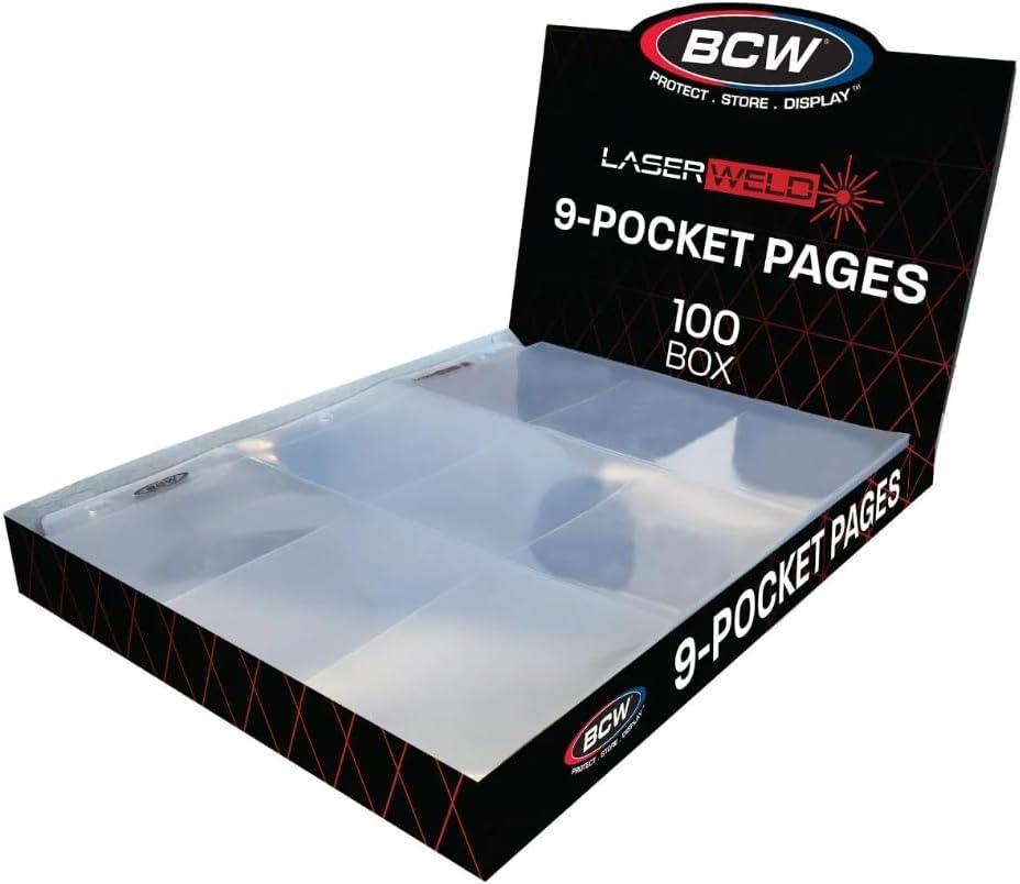 image:imageBCW LaserWeld 9 Pocket Pages 100 Pack amp BCW 3Inch Sports Collectors Album Basketball Ultra Flat Clear Pocket Pages with 3 Binder for Trading Cards Ideal for Basketball Card Collectors100 Pack