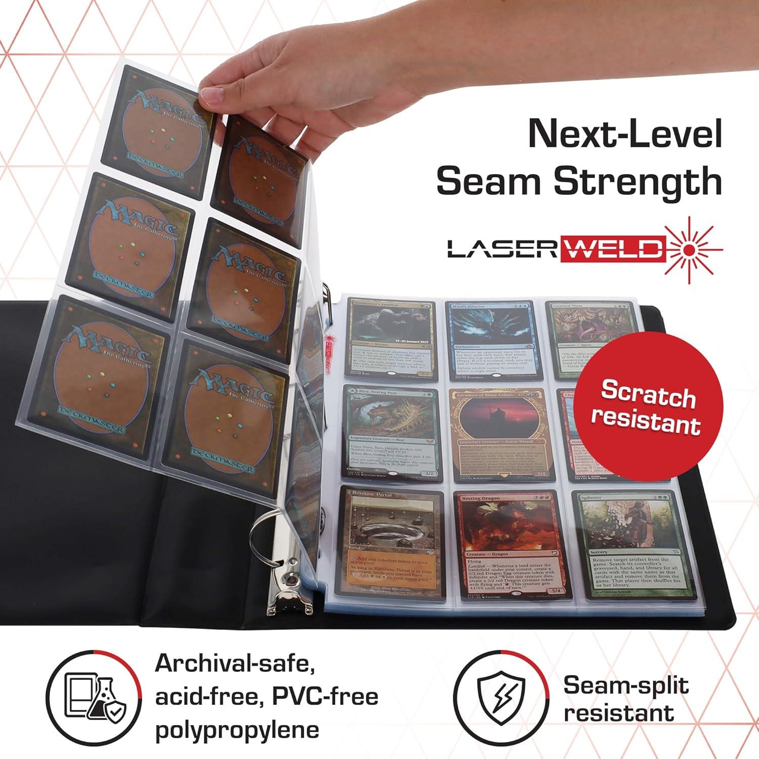 image:imageBCW LaserWeld 9Pocket Page Side Load 50ct Holds Nine 2 x 3 Trading Cards AcidFree Card Storage LaserWelded Seams for Durability Compatible with 3Ring Binders100 Pack