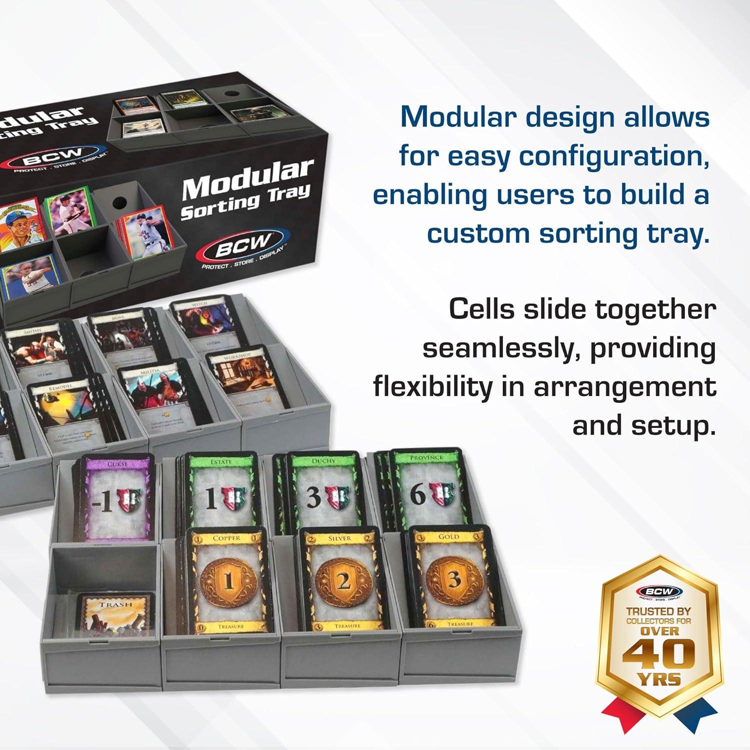 image:imageBCW Modular Card Sorting Tray Customizable Display and Storage Grid Expandable TCG Sorting Tray Ideal for Sports Cards Magic the Gathering Pokmon and Board Games12 Cells