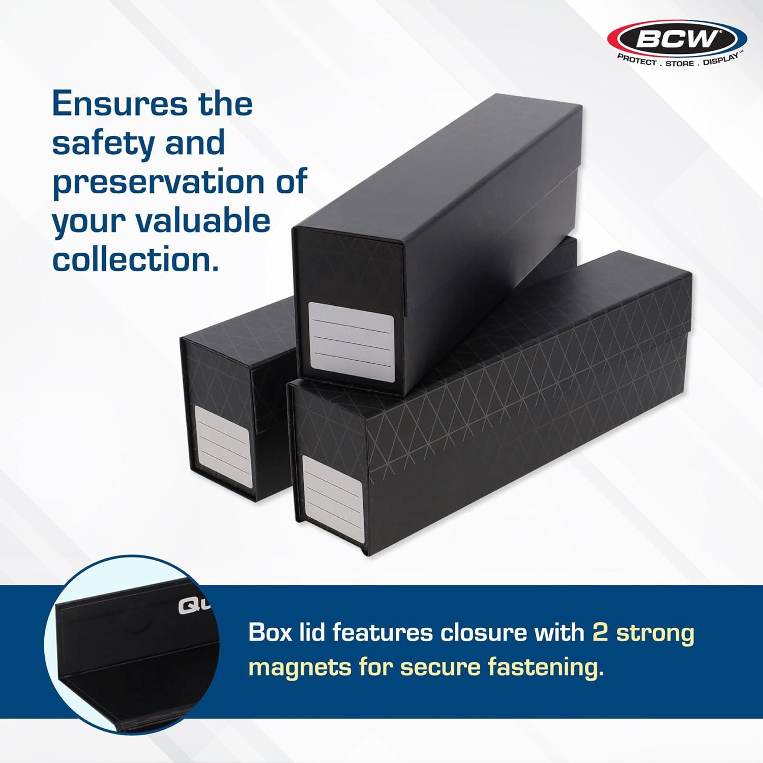 image:imageBCW QuickFold Card Storage Boxes for Magnetics amp Toploaders 3 Pack Trading Card Holder Box with Magnetic Closure Easy Fold Assembly for Sports and TCG Cards3 Pack