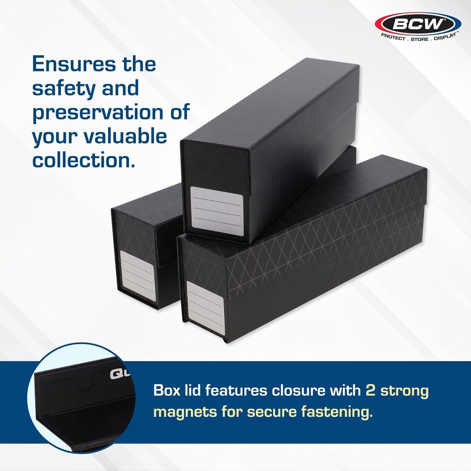 image:imageBCW QuickFold Card Storage Boxes for Magnetics amp Toploaders 3 Pack Trading Card Holder Box with Magnetic Closure Easy Fold Assembly for Sports and TCG Cards9 Pack