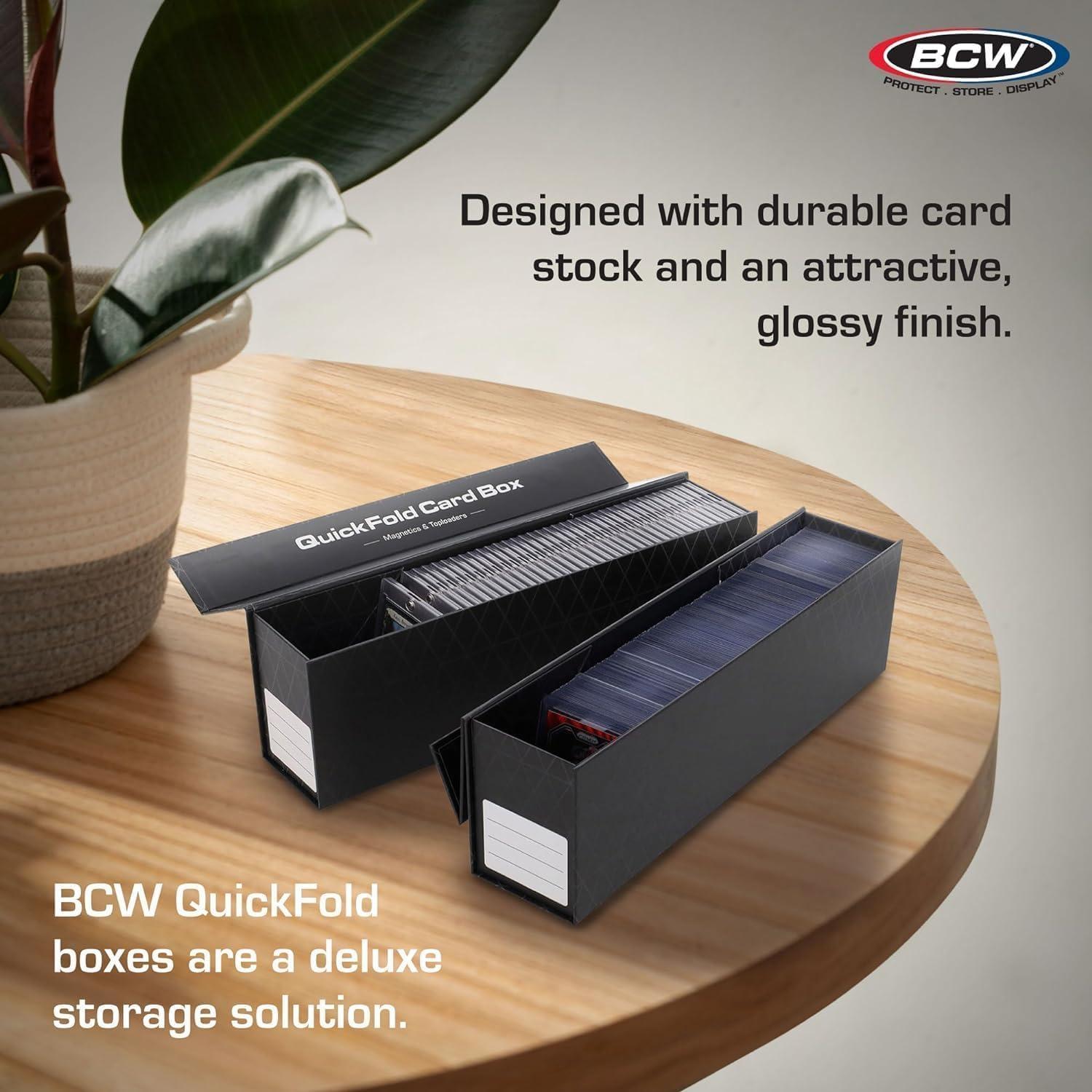 image:imageBCW QuickFold Card Storage Boxes for Magnetics amp Toploaders 3 Pack Trading Card Holder Box with Magnetic Closure Easy Fold Assembly for Sports and TCG Cards6 Pack
