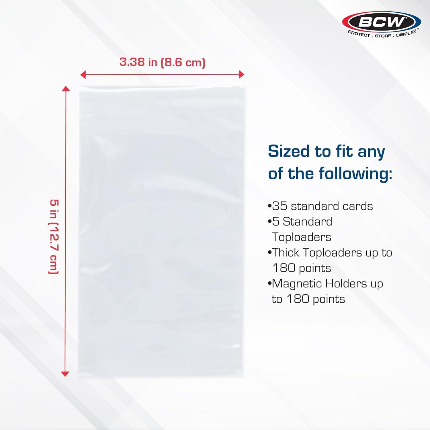 image:imageBCW Resealable Team Set Bags 100 Count Holds 35 Loose Cards or 5 Standard 35pt Toploaders Fits Magnetics up to 108pt AcidFree Team Bags for Trading Cards amp Shipping