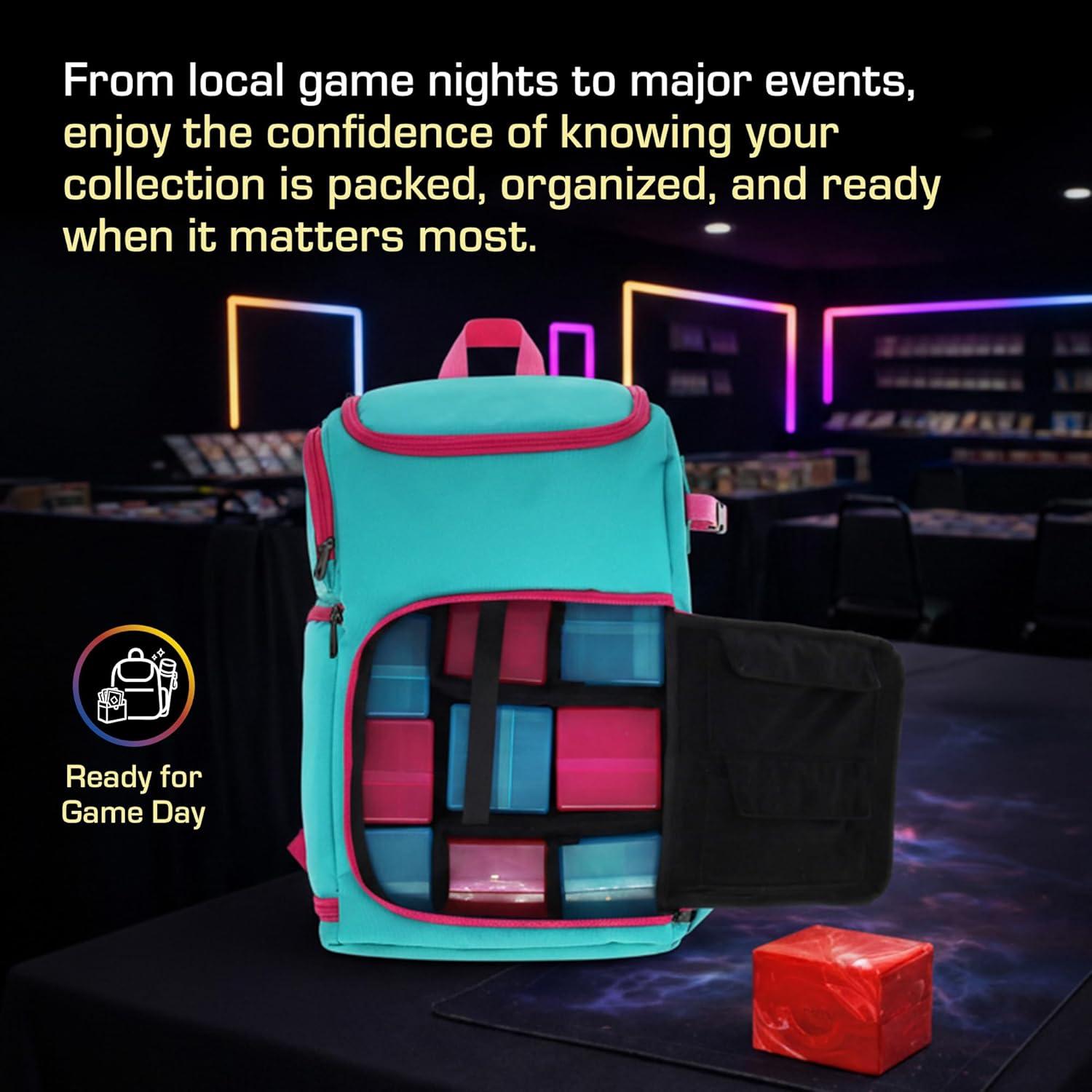 image:imageBCW Spectrum TCG Backpack Holds 79 Prism Deck Cases Configurable Storage for Cards amp Gear Playmat Strap amp Side Pocket Durable amp TravelFriendly Design Cyber PinkTealCyber PinkTeal