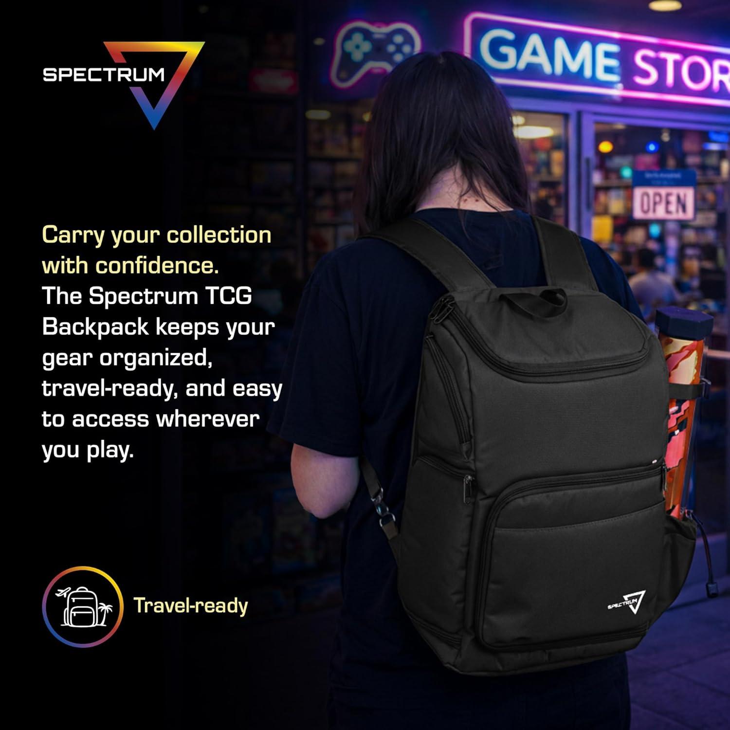 image:imageBCW Spectrum TCG Backpack Holds 79 Prism Deck Cases Configurable Storage for Cards amp Gear Playmat Strap amp Side Pocket Durable amp TravelFriendly Design Cyber PinkTealBlack