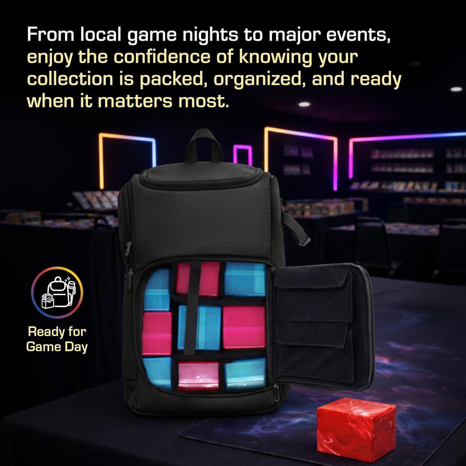 image:imageBCW Spectrum TCG Backpack Holds 79 Prism Deck Cases Configurable Storage for Cards amp Gear Playmat Strap amp Side Pocket Durable amp TravelFriendly Design Cyber PinkTealBlack