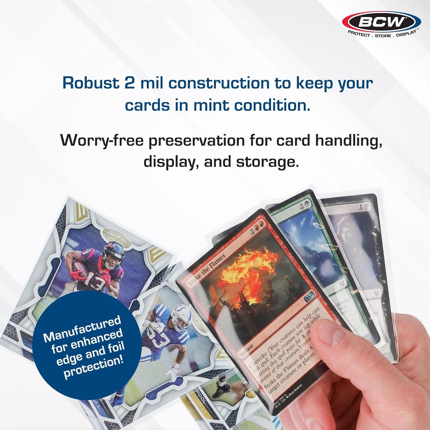 image:imageBCW Standard Card Sleeves 258 x 358 5 Packs 500 Total Crystal Clear AcidFree Toploader Trading Card Sleeves for Baseball Basketball Football Hockey Pokemon MTG etc