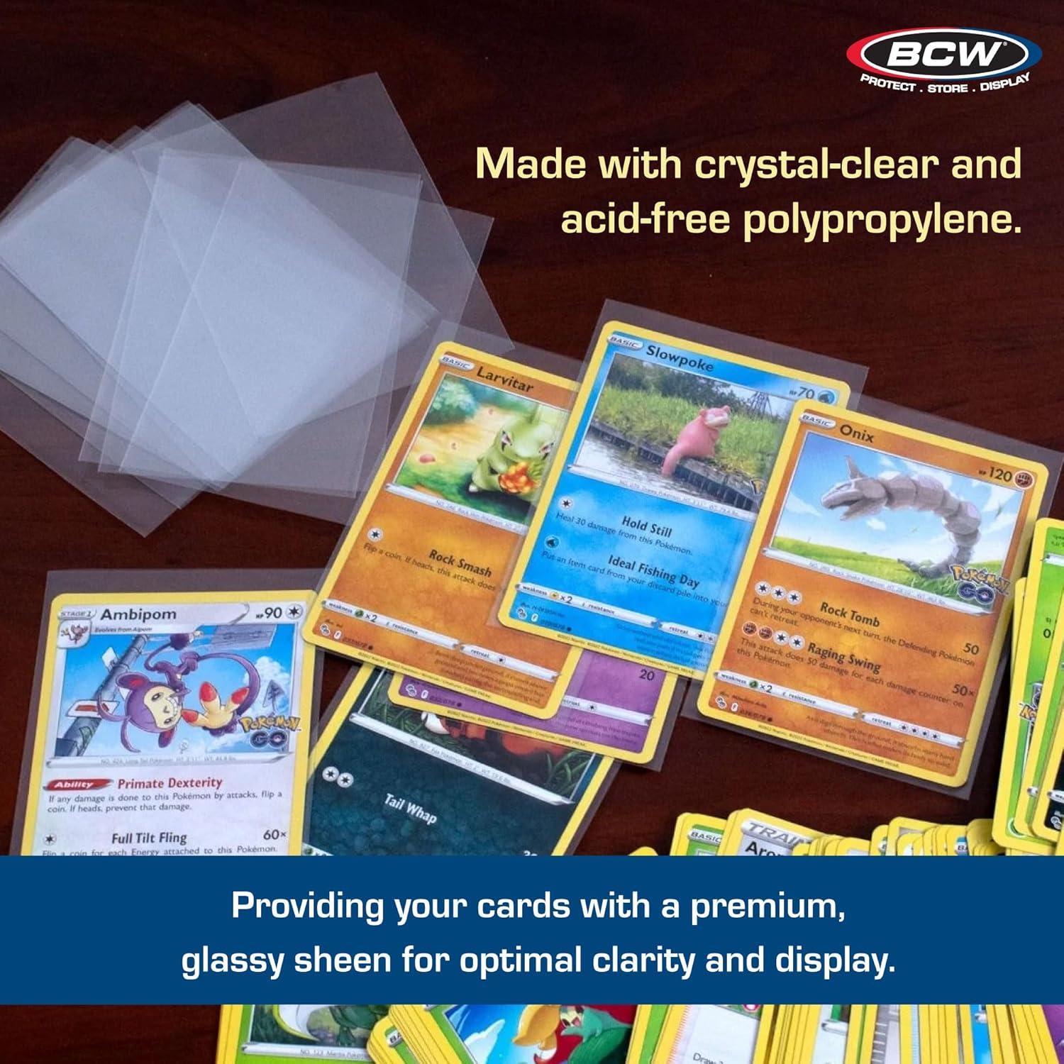image:imageBCW Standard Card Sleeves 258 x 358 5 Packs 500 Total Crystal Clear AcidFree Toploader Trading Card Sleeves for Baseball Basketball Football Hockey Pokemon MTG etc