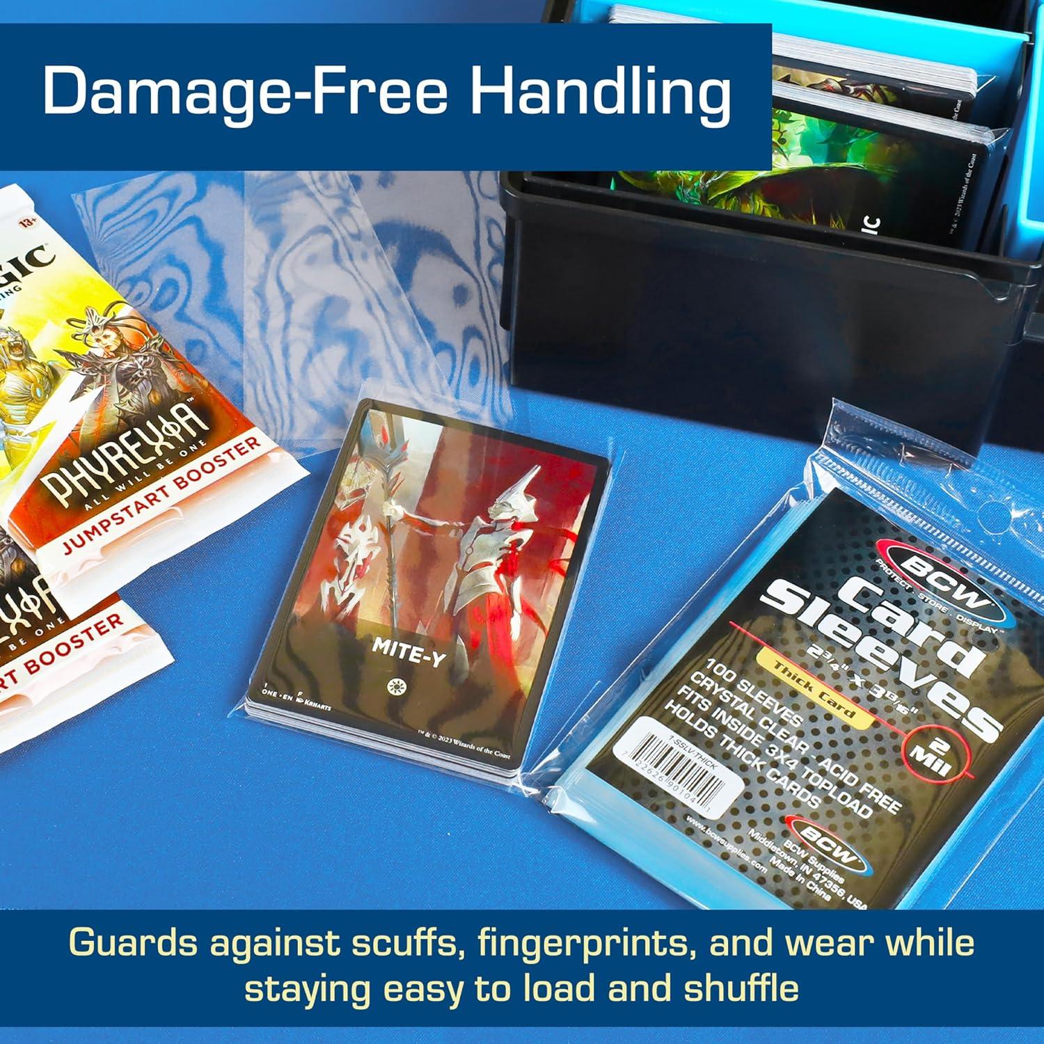 image:imageBCW Thick Card Sleeves 100 Pack Crystal Clear Polypropylene Protective Sleeves for Collectible Cards Card Protector Sleeves Holds Trading Cards Up to 240pt Fits ThickCard Topload Holders