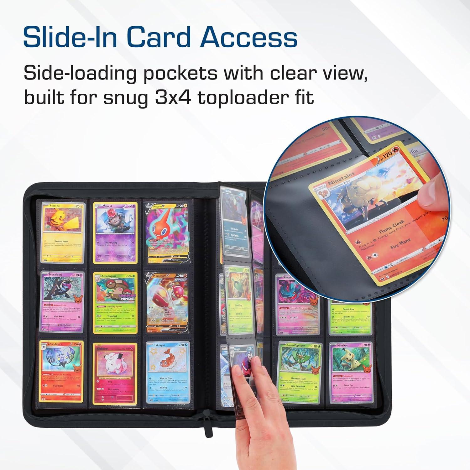 image:imageBCW ZFolio 9Pocket LX Album Black Secure Zipper Card Organizer Premium Leatherette Card Collection Binder Trading Card Binder for Pokemon MTG Sport Cards and More
