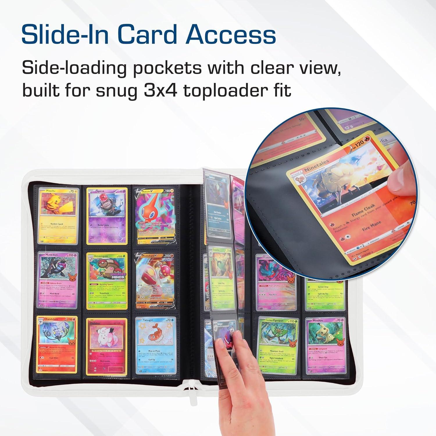 image:imageBCW ZFolio 9Pocket LX Album Black Secure Zipper Card Organizer Premium Leatherette Card Collection Binder Trading Card Binder for Pokemon MTG Sport Cards and MoreWhite