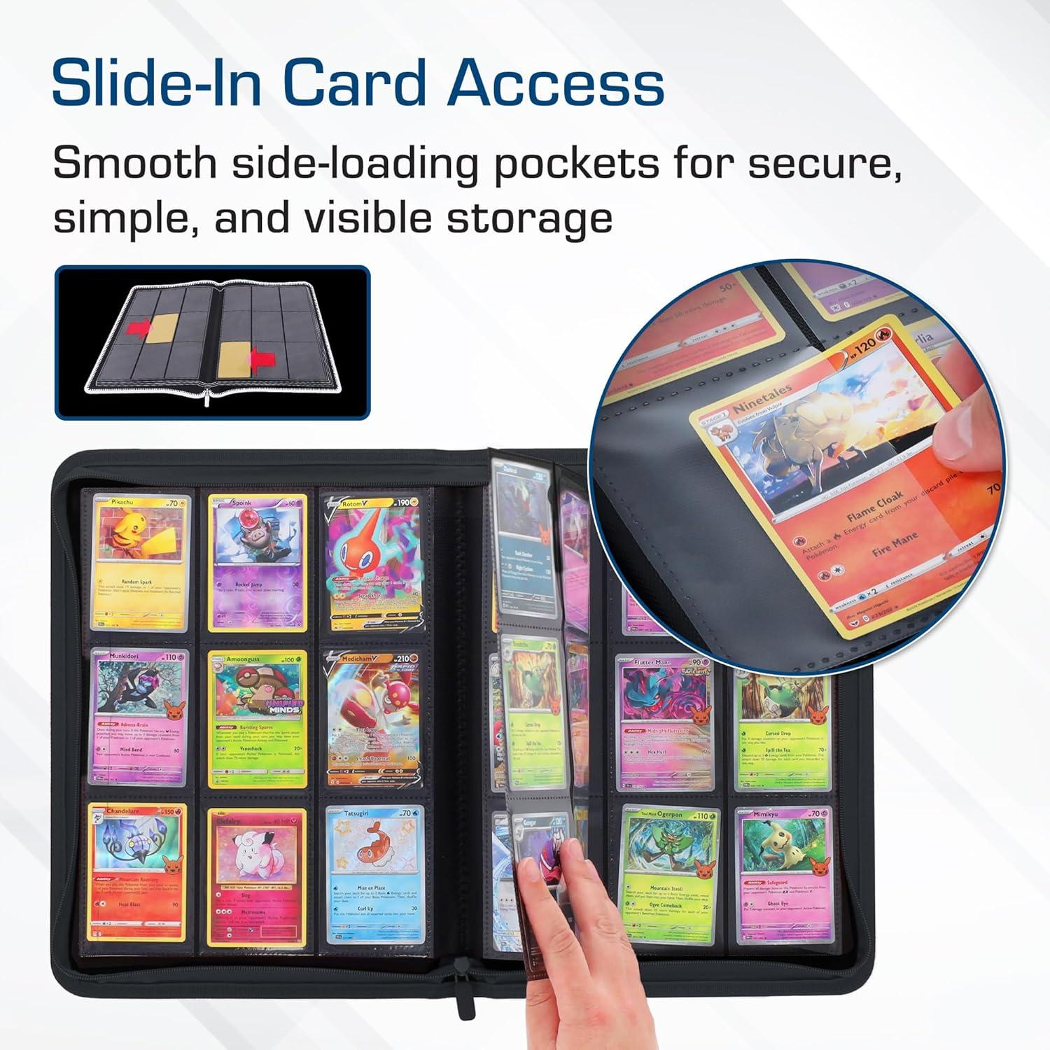 image:imageBCW ZFolio 9Pocket LX Album Black Secure Zipper Card Organizer Premium Leatherette Card Collection Binder Trading Card Binder for Pokemon MTG Sport Cards and MoreBlack