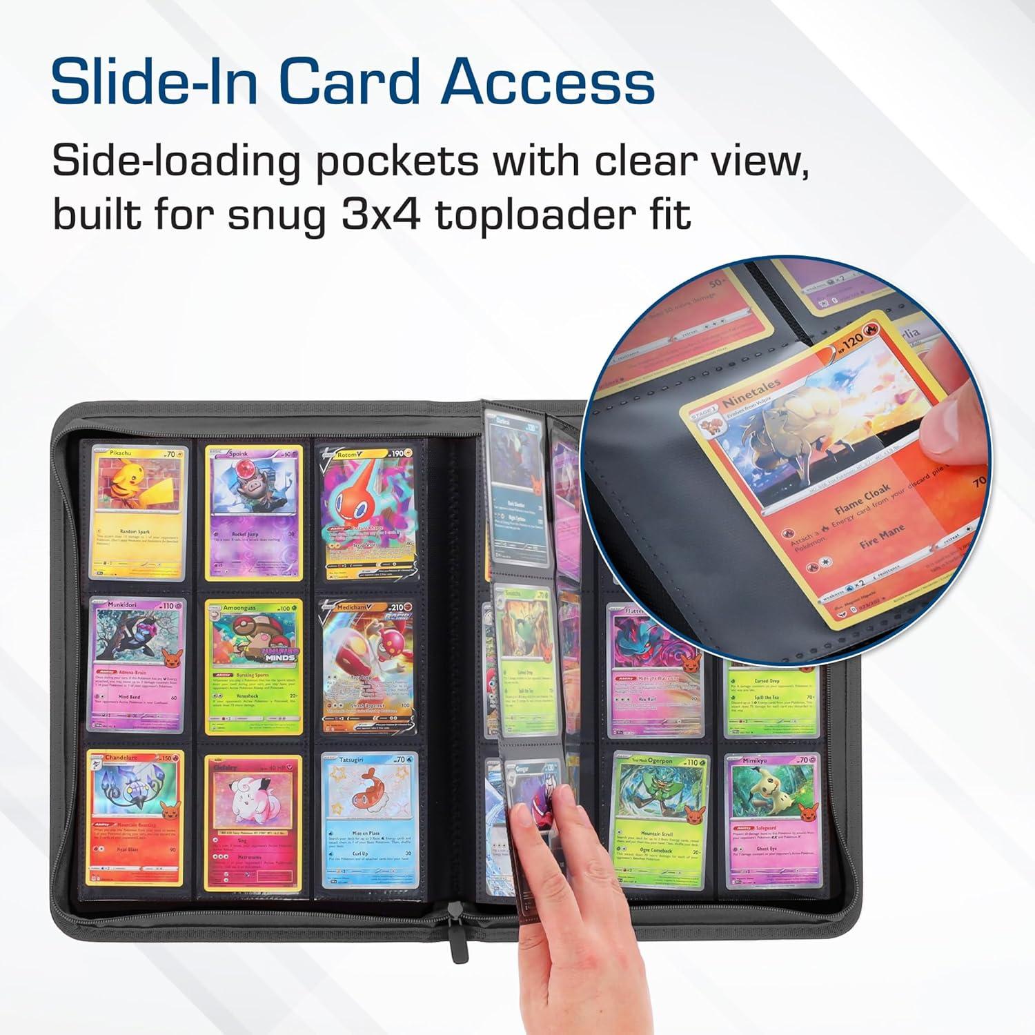 image:imageBCW ZFolio 9Pocket LX Album Black Secure Zipper Card Organizer Premium Leatherette Card Collection Binder Trading Card Binder for Pokemon MTG Sport Cards and MoreGrey