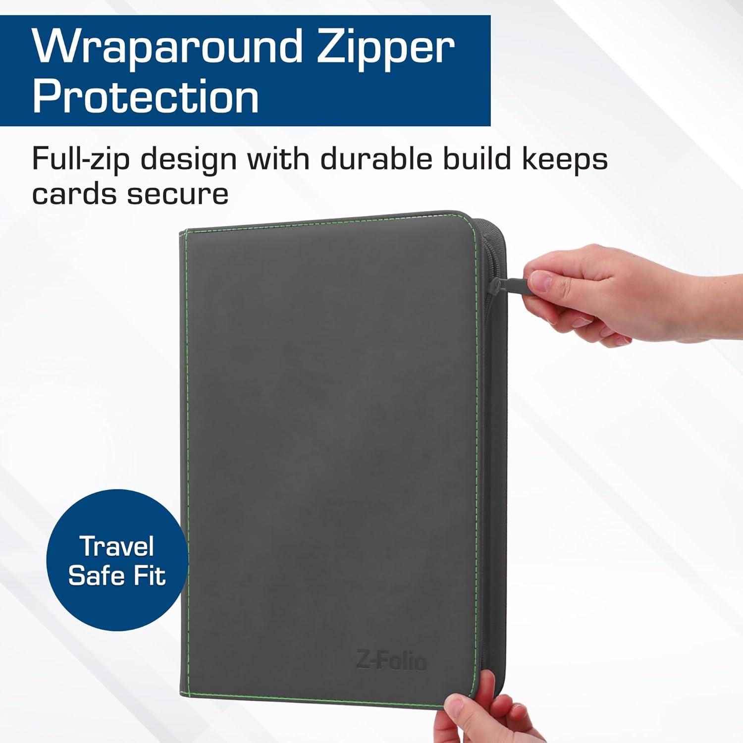 image:imageBCW ZFolio 9Pocket LX Album Gray Secure Zipper Card Organizer Premium Leatherette Card Collection Binder Trading Card Binder for Pokemon MTG Sport Cards and More