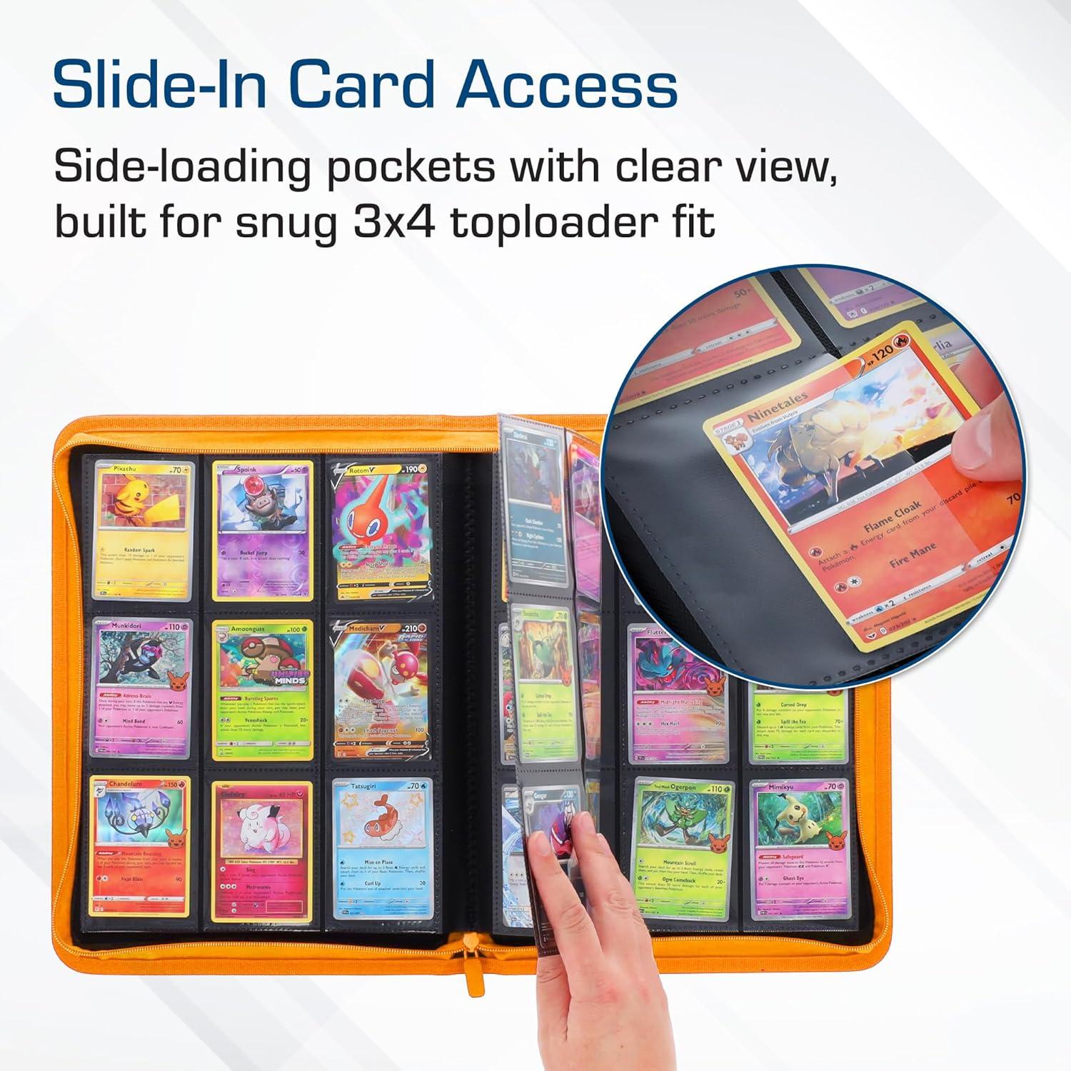 image:imageBCW ZFolio 9Pocket LX Album Orange Secure Zipper Card Organizer Premium Leatherette Card Collection Binder Trading Card Binder for Pokemon MTG Sport Cards and More