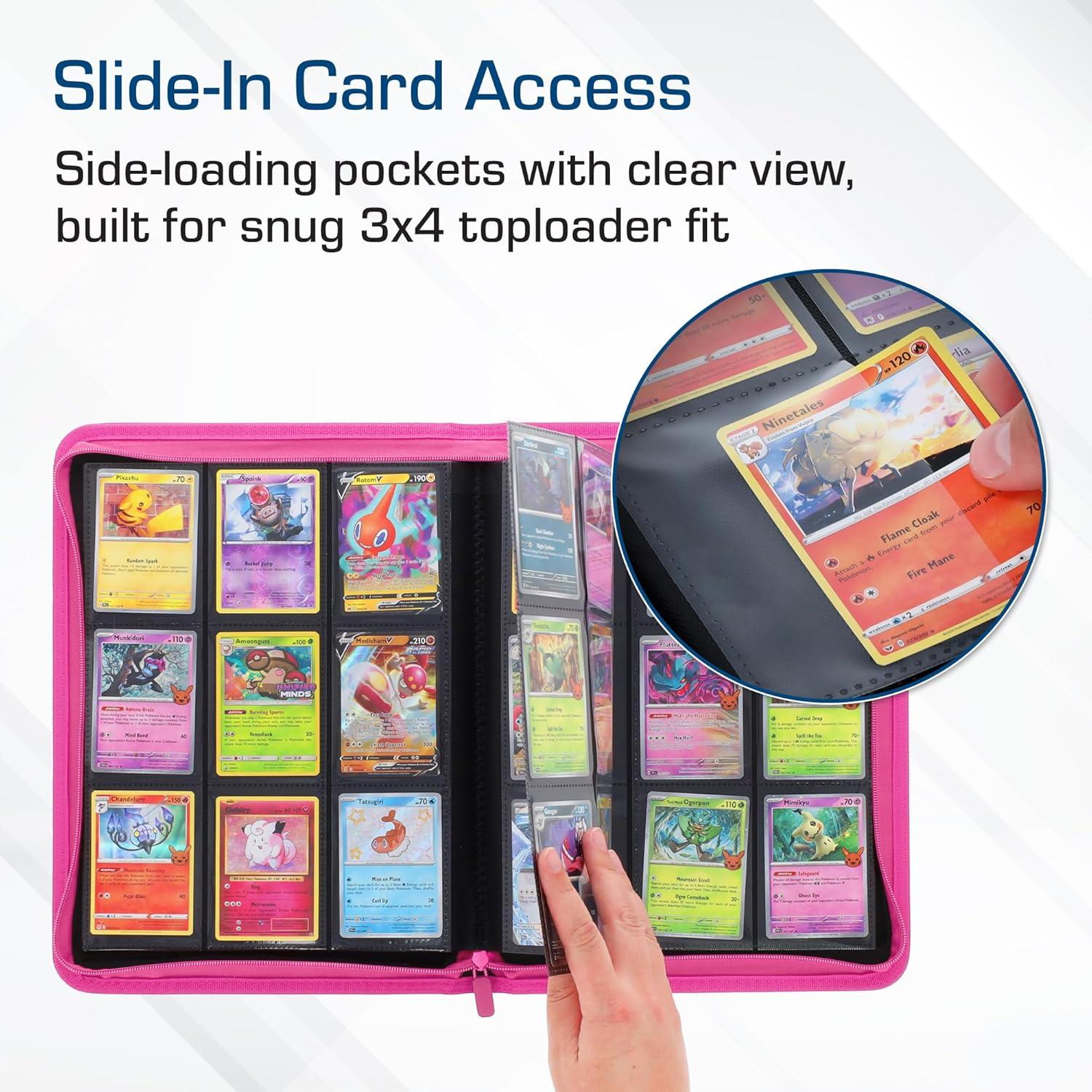 image:imageBCW ZFolio 9Pocket LX Album Pink Secure Zipper Card Organizer Premium Leatherette Card Collection Binder Trading Card Binder for Pokemon MTG Sport Cards and MorePink
