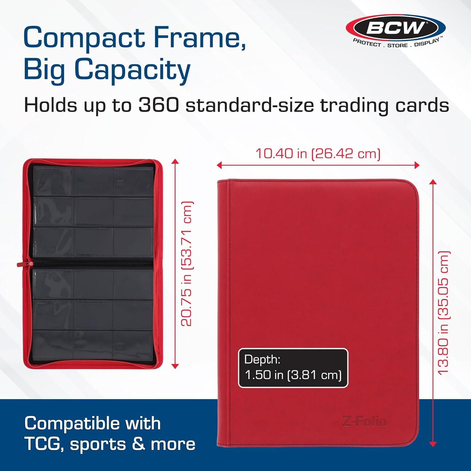image:imageBCW ZFolio 9Pocket LX Album Pink Secure Zipper Card Organizer Premium Leatherette Card Collection Binder Trading Card Binder for Pokemon MTG Sport Cards and MoreRed