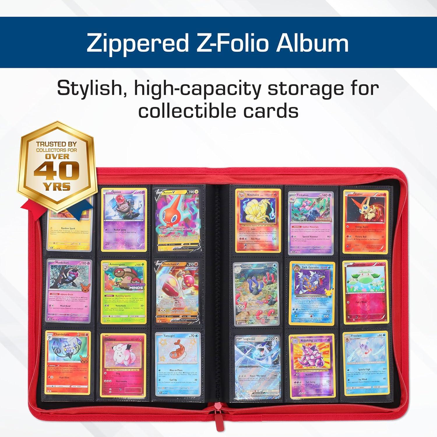 image:imageBCW ZFolio 9Pocket LX Album Pink Secure Zipper Card Organizer Premium Leatherette Card Collection Binder Trading Card Binder for Pokemon MTG Sport Cards and MoreRed