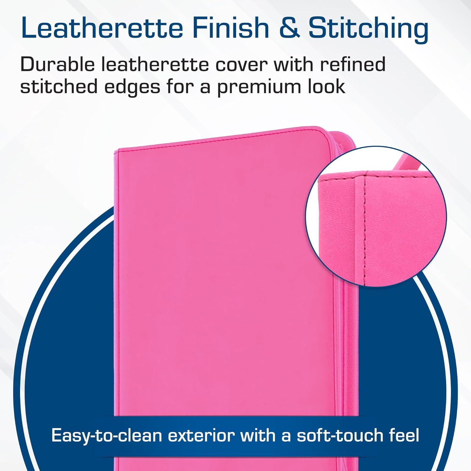 image:imageBCW ZFolio 9Pocket LX Album Pink Secure Zipper Card Organizer Premium Leatherette Card Collection Binder Trading Card Binder for Pokemon MTG Sport Cards and MorePink
