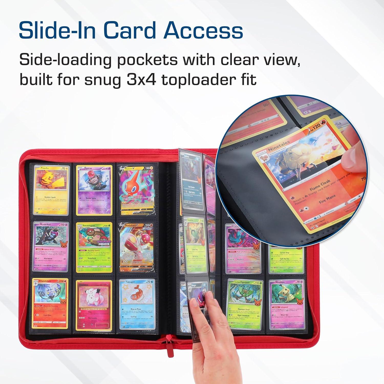 image:imageBCW ZFolio 9Pocket LX Album Pink Secure Zipper Card Organizer Premium Leatherette Card Collection Binder Trading Card Binder for Pokemon MTG Sport Cards and MoreRed