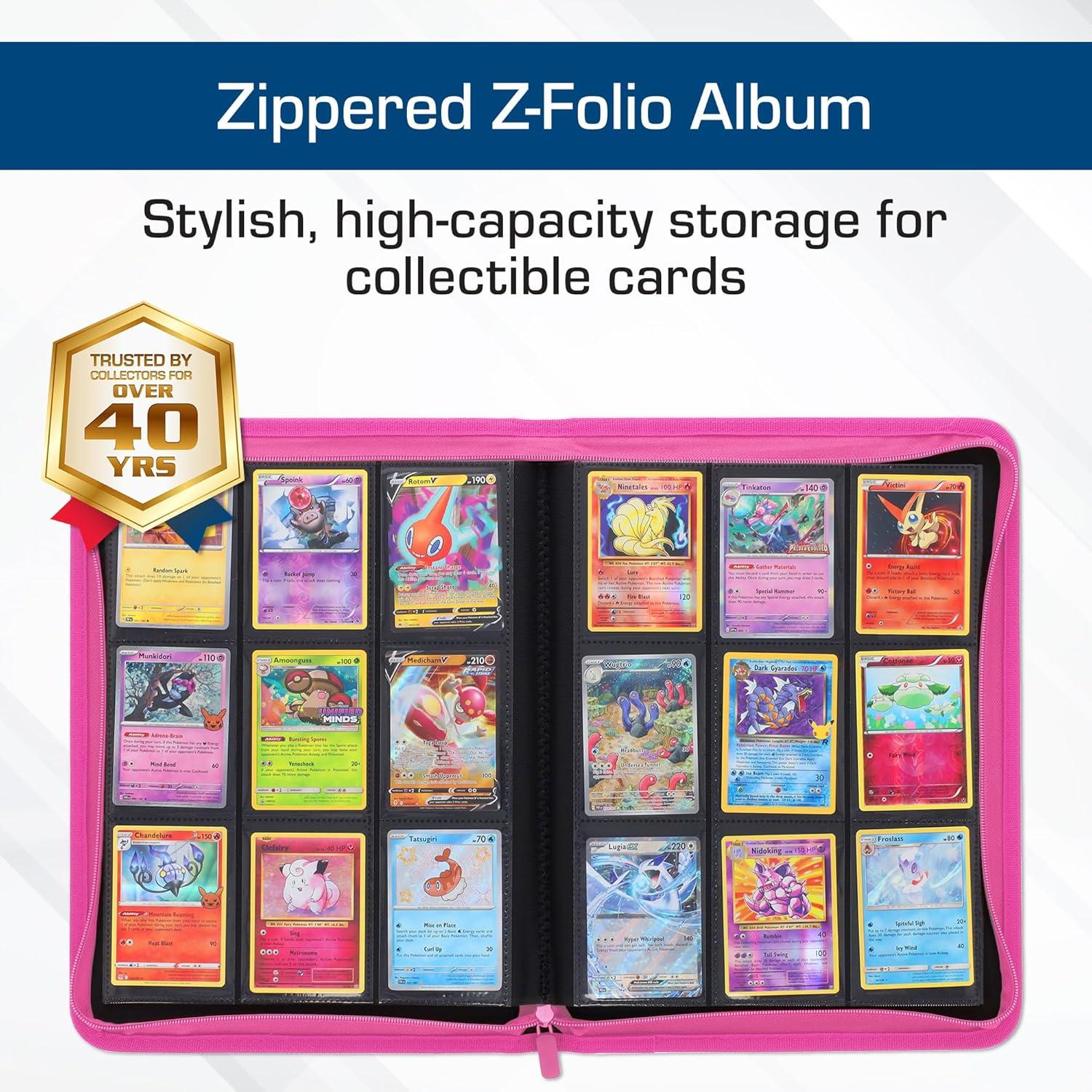 image:imageBCW ZFolio 9Pocket LX Album Pink Secure Zipper Card Organizer Premium Leatherette Card Collection Binder Trading Card Binder for Pokemon MTG Sport Cards and MorePink