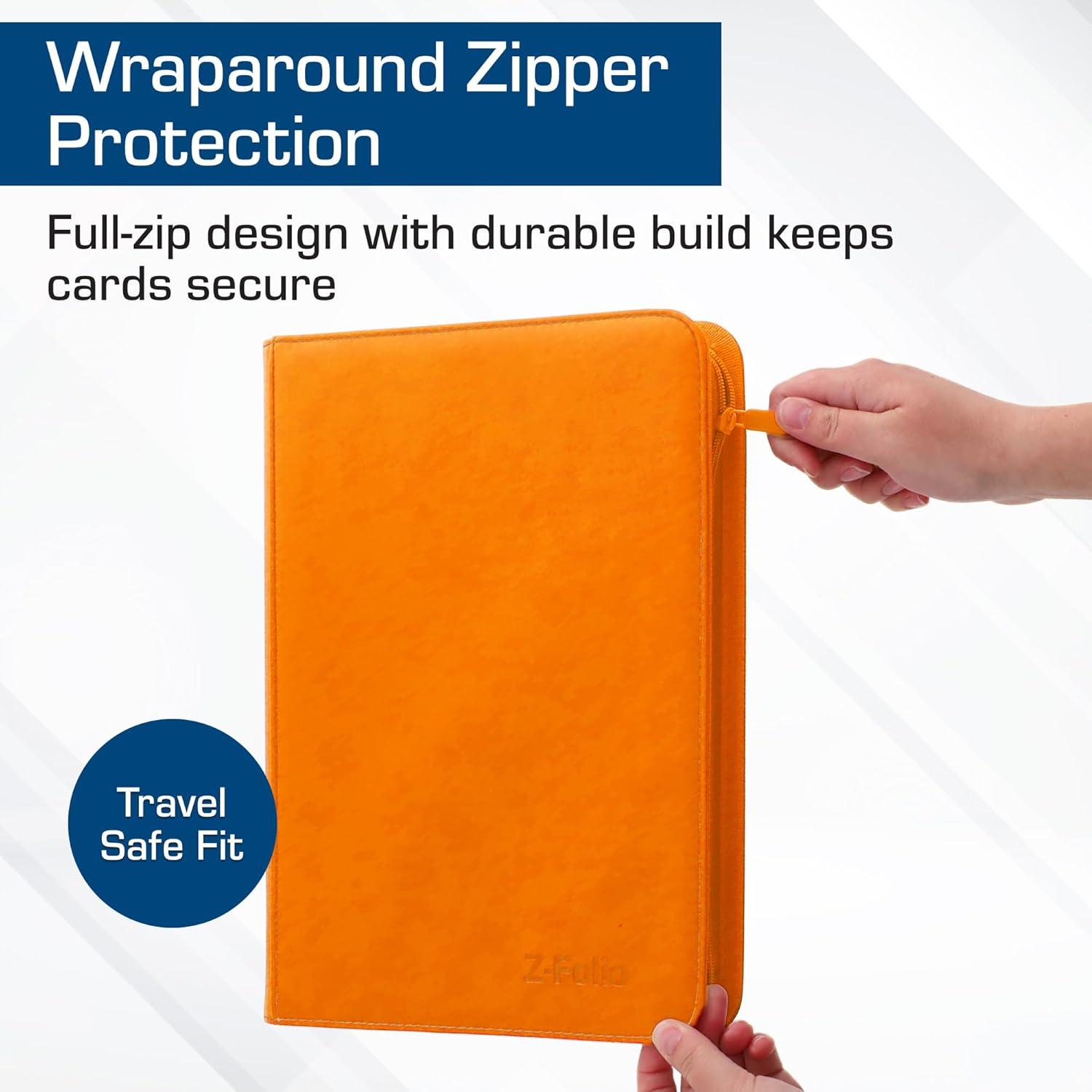 image:imageBCW ZFolio 9Pocket LX Album Pink Secure Zipper Card Organizer Premium Leatherette Card Collection Binder Trading Card Binder for Pokemon MTG Sport Cards and MoreOrange
