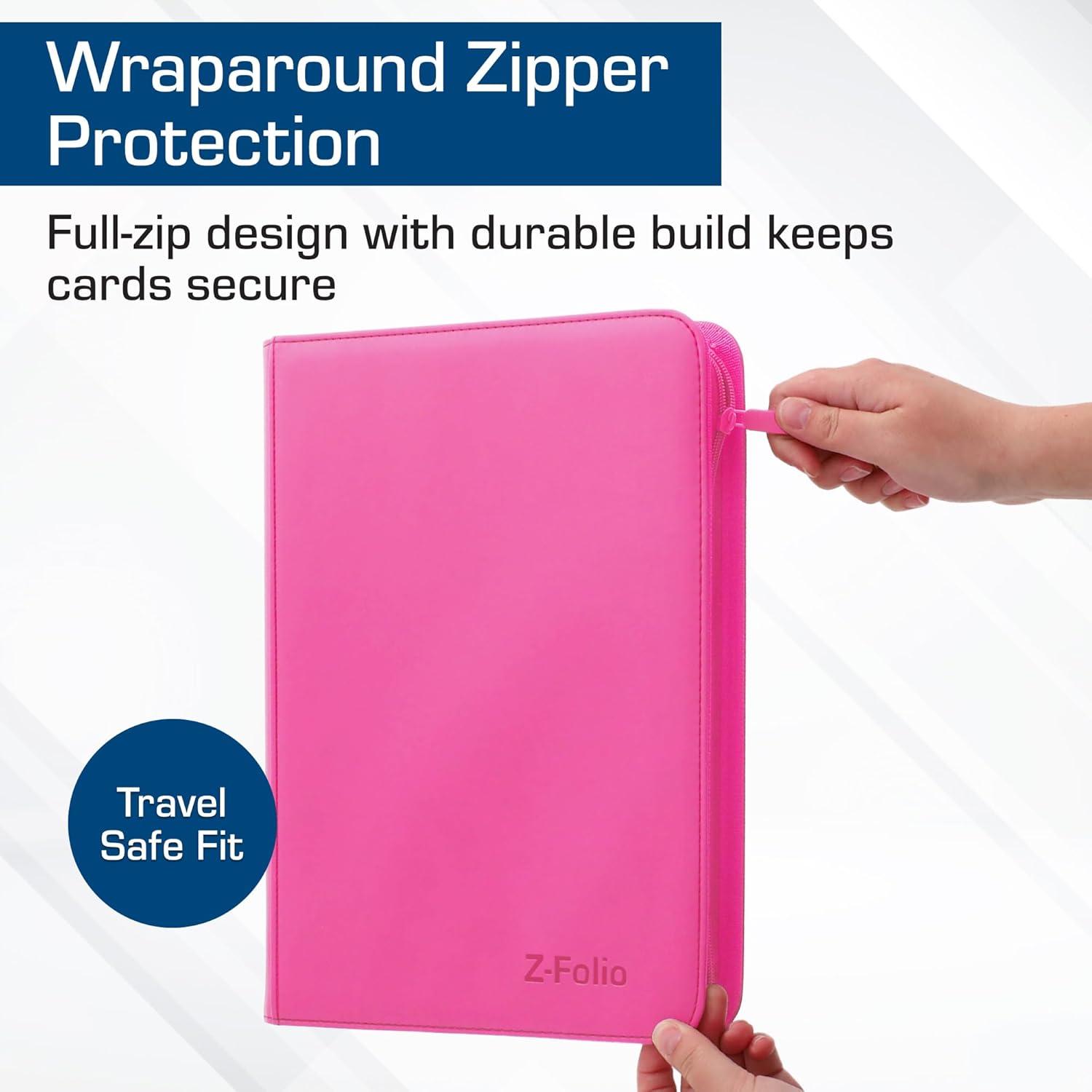 image:imageBCW ZFolio 9Pocket LX Album Pink Secure Zipper Card Organizer Premium Leatherette Card Collection Binder Trading Card Binder for Pokemon MTG Sport Cards and MorePink