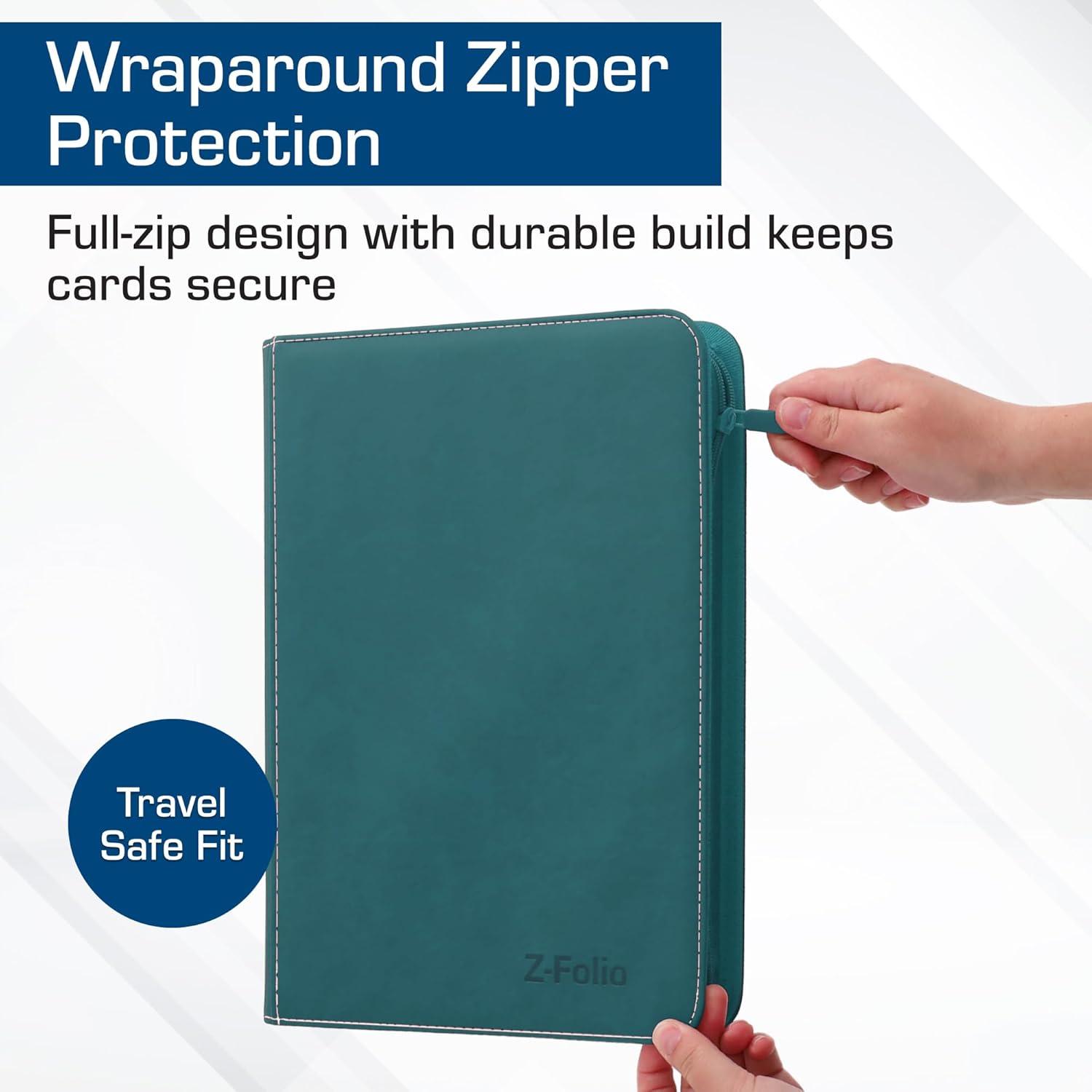 image:imageBCW ZFolio 9Pocket LX Album Purple Secure Zipper Card Organizer Premium Leatherette Card Collection Binder Trading Card Binder for Pokemon MTG Sport Cards and MoreTeal